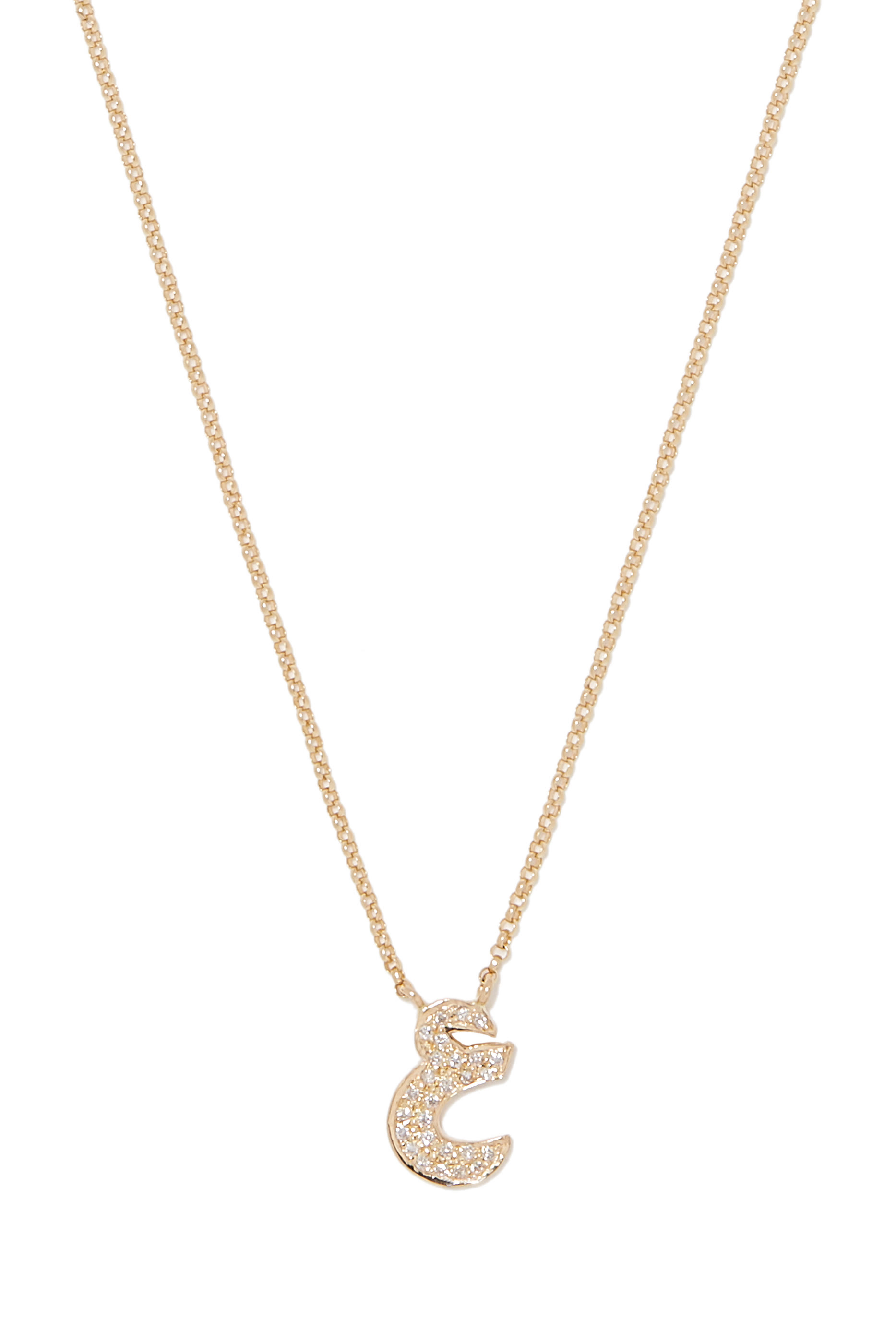Letter Ein Necklace, 18k Yellow Gold & Diamonds