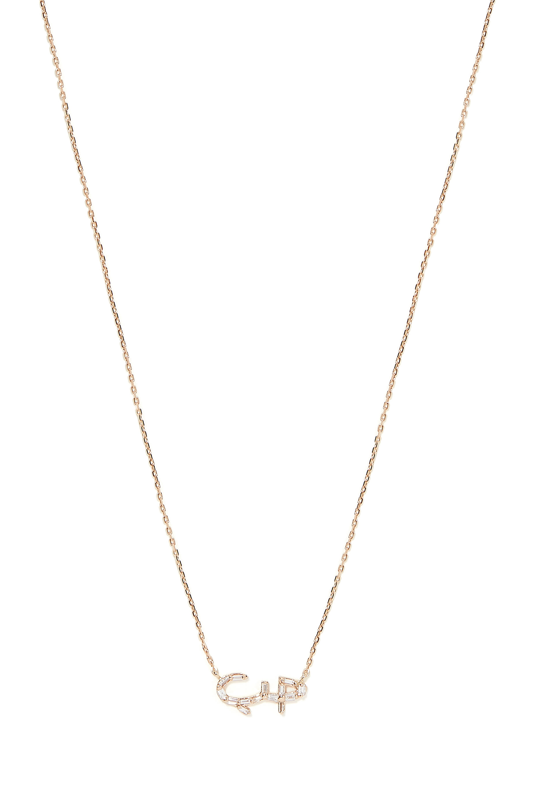 Hobb Full Baguette Necklace, 18k Rose Gold with Diamonds