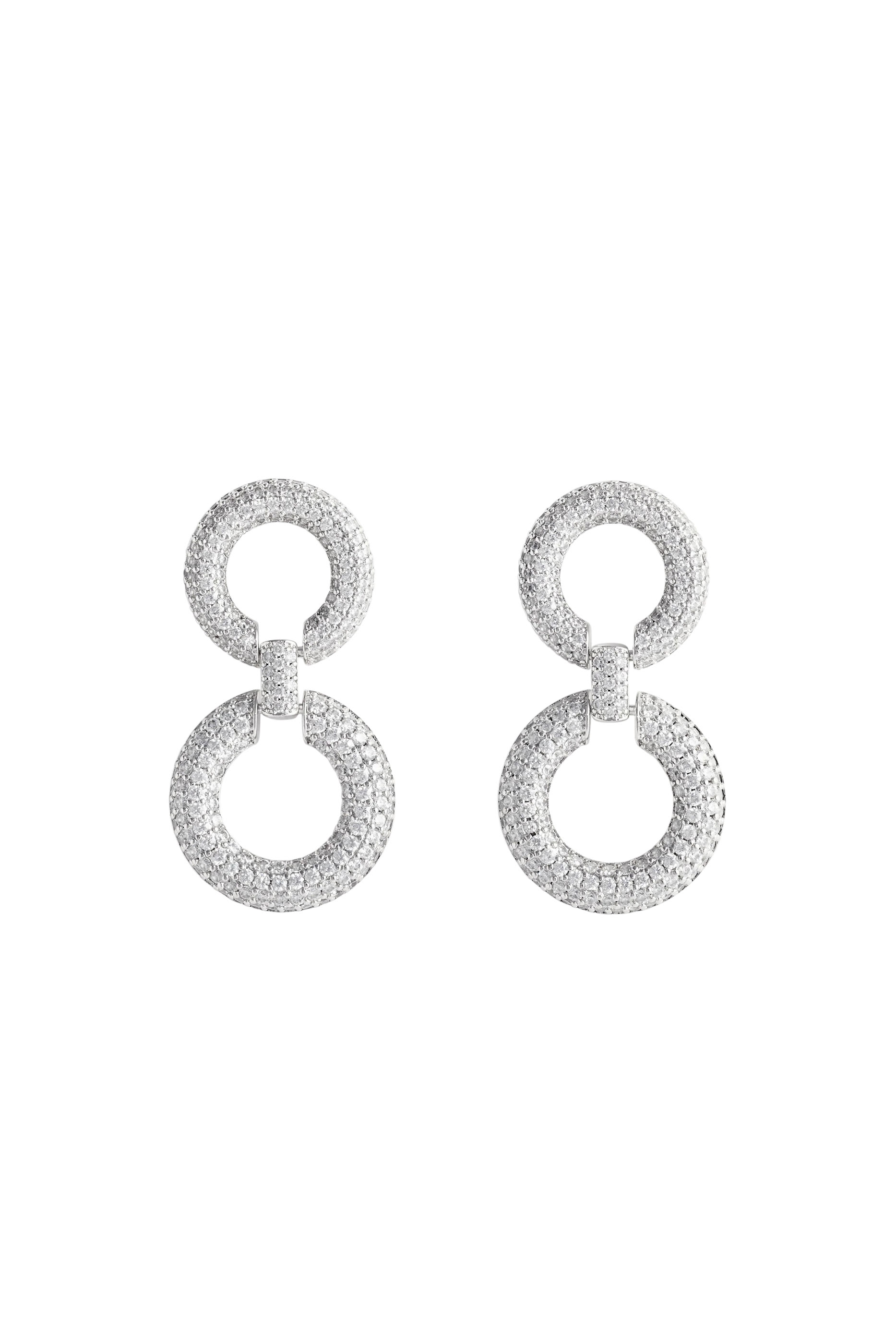 Crystal Link Two-Tiered Earrings