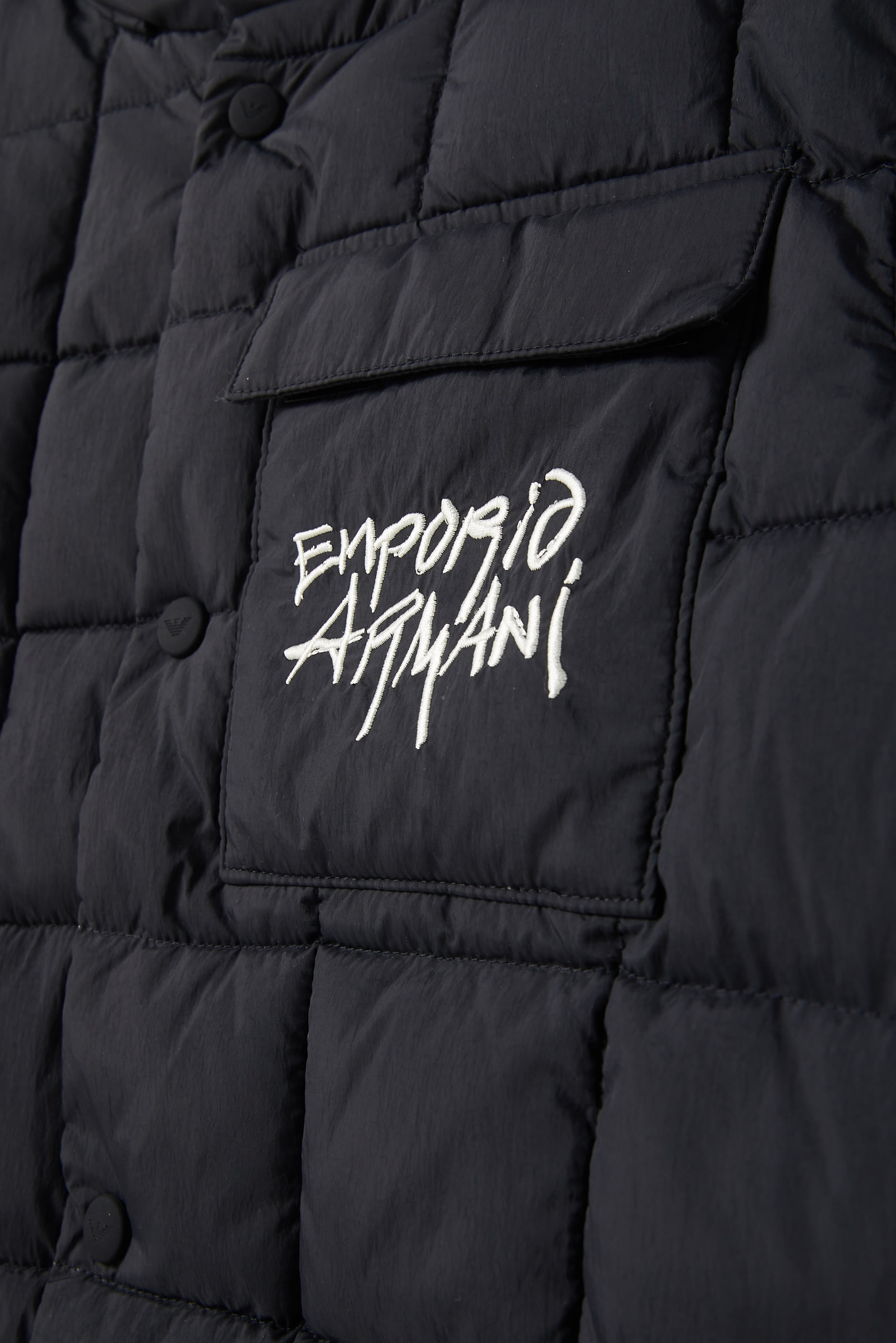 Kids Quilted Nylon Jacket with Graffiti Logo