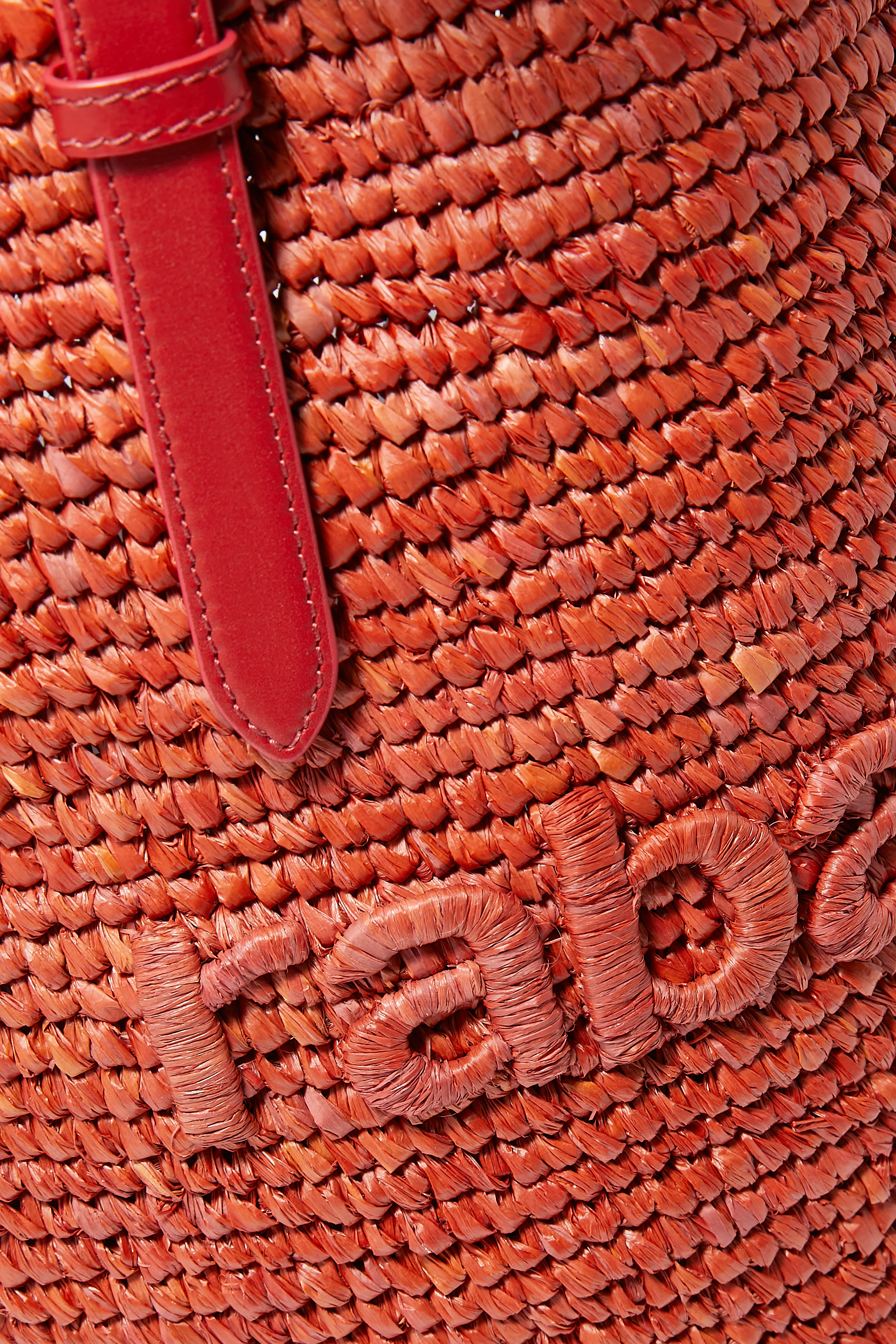 Logo-Embroidered Raffia Tote Bag