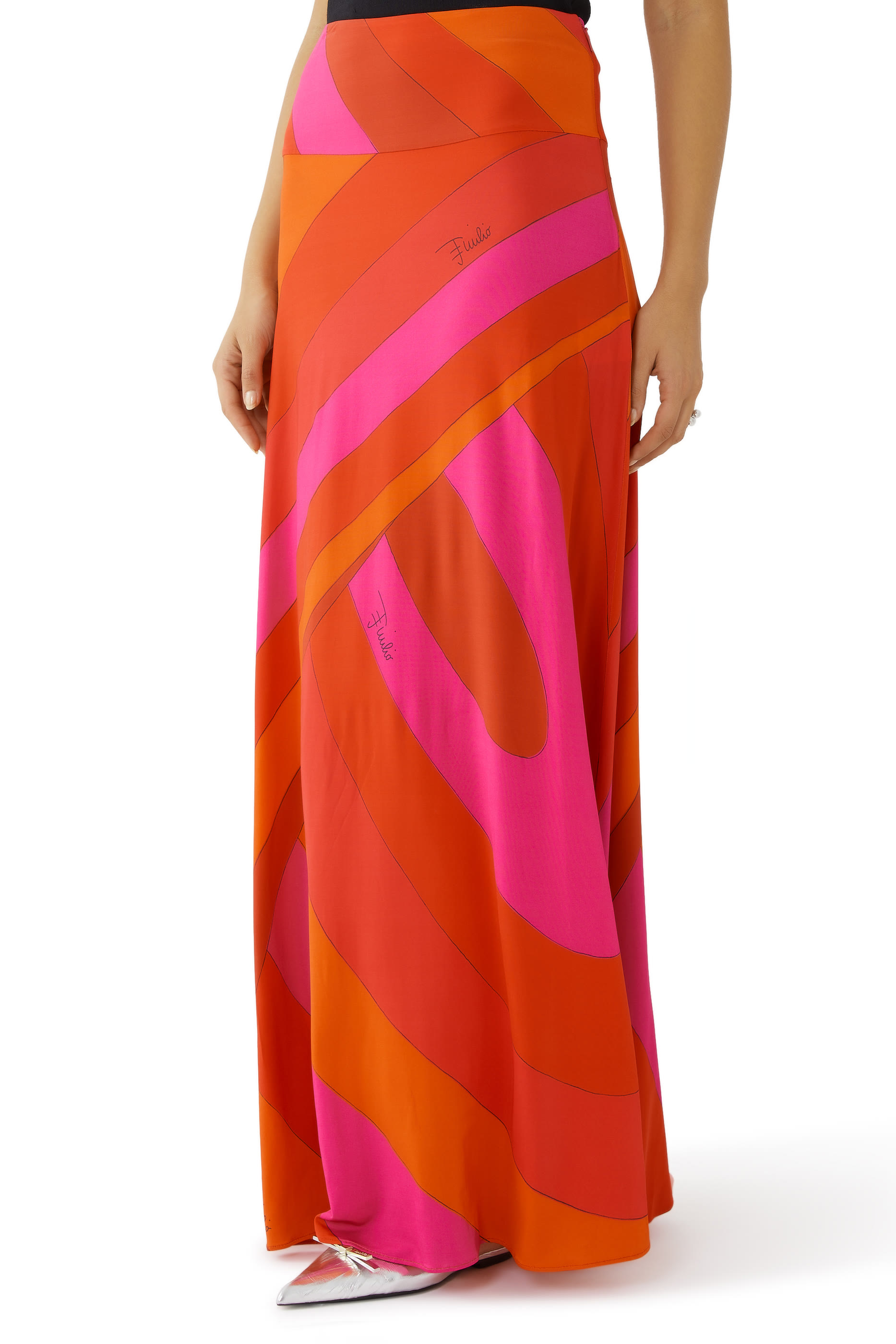 Iride-Print Long Skirt