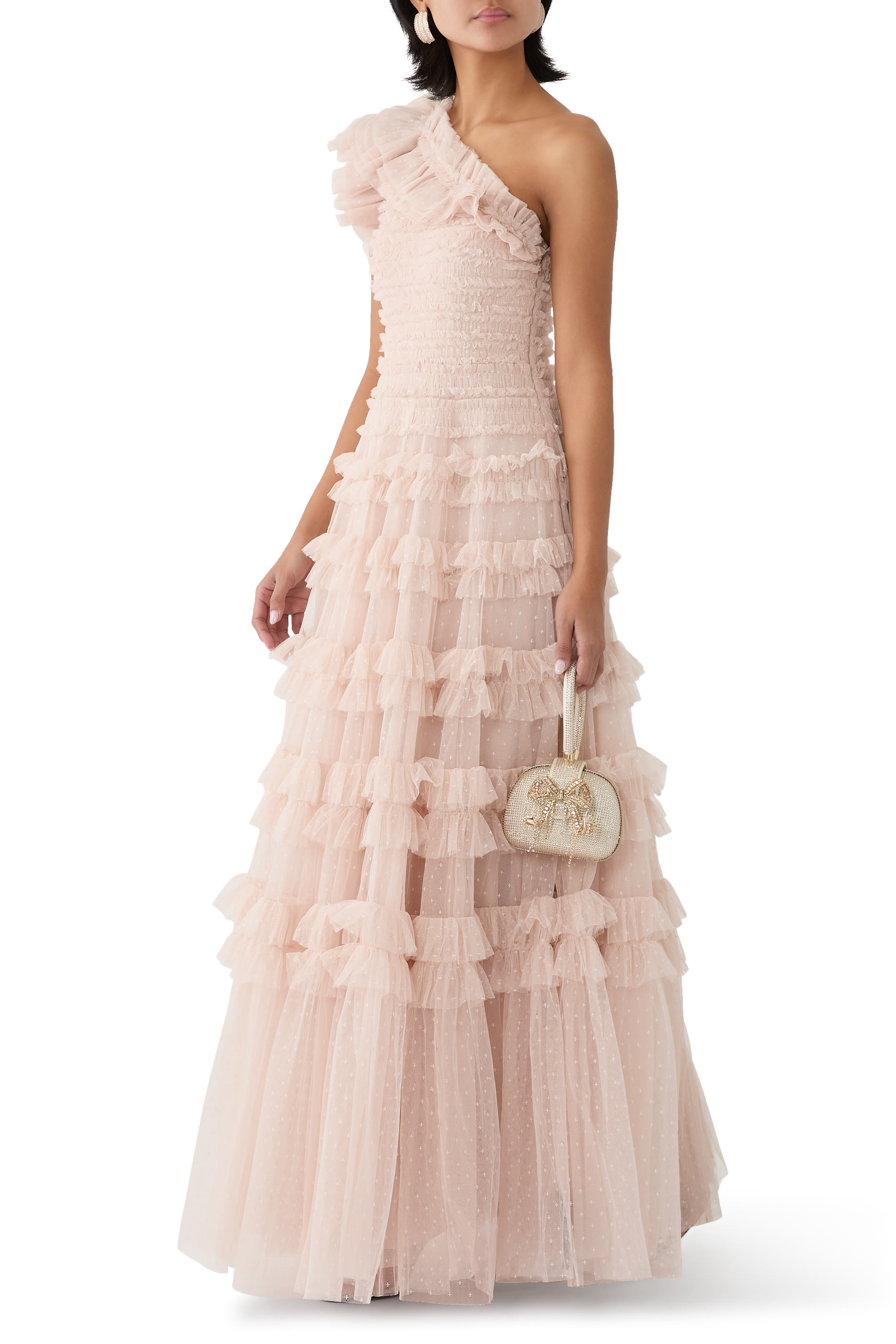 Lisette Ruffle One-Shoulder Gown