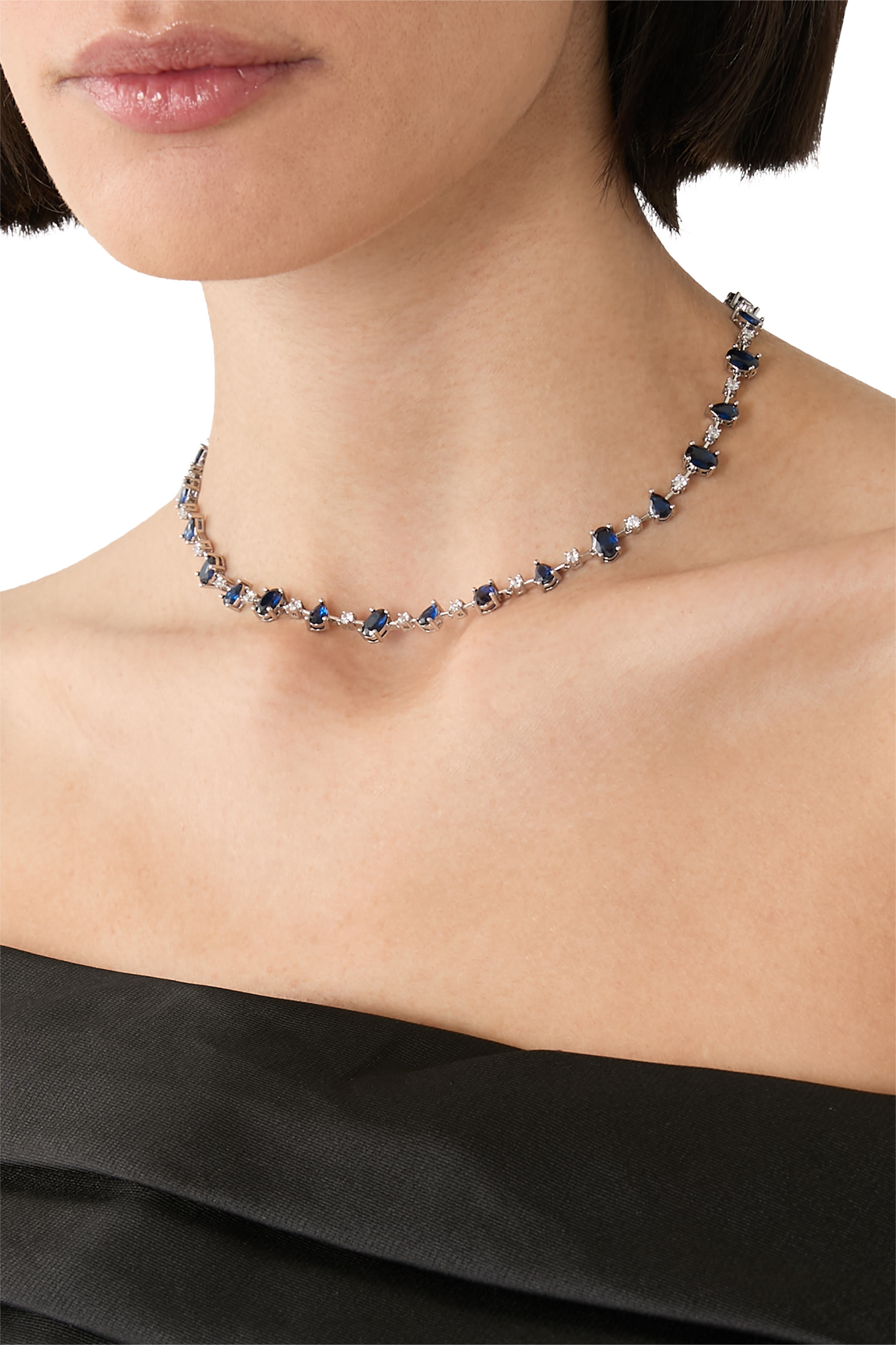 Multi Shape Collar Necklace, Cubic Zirconia