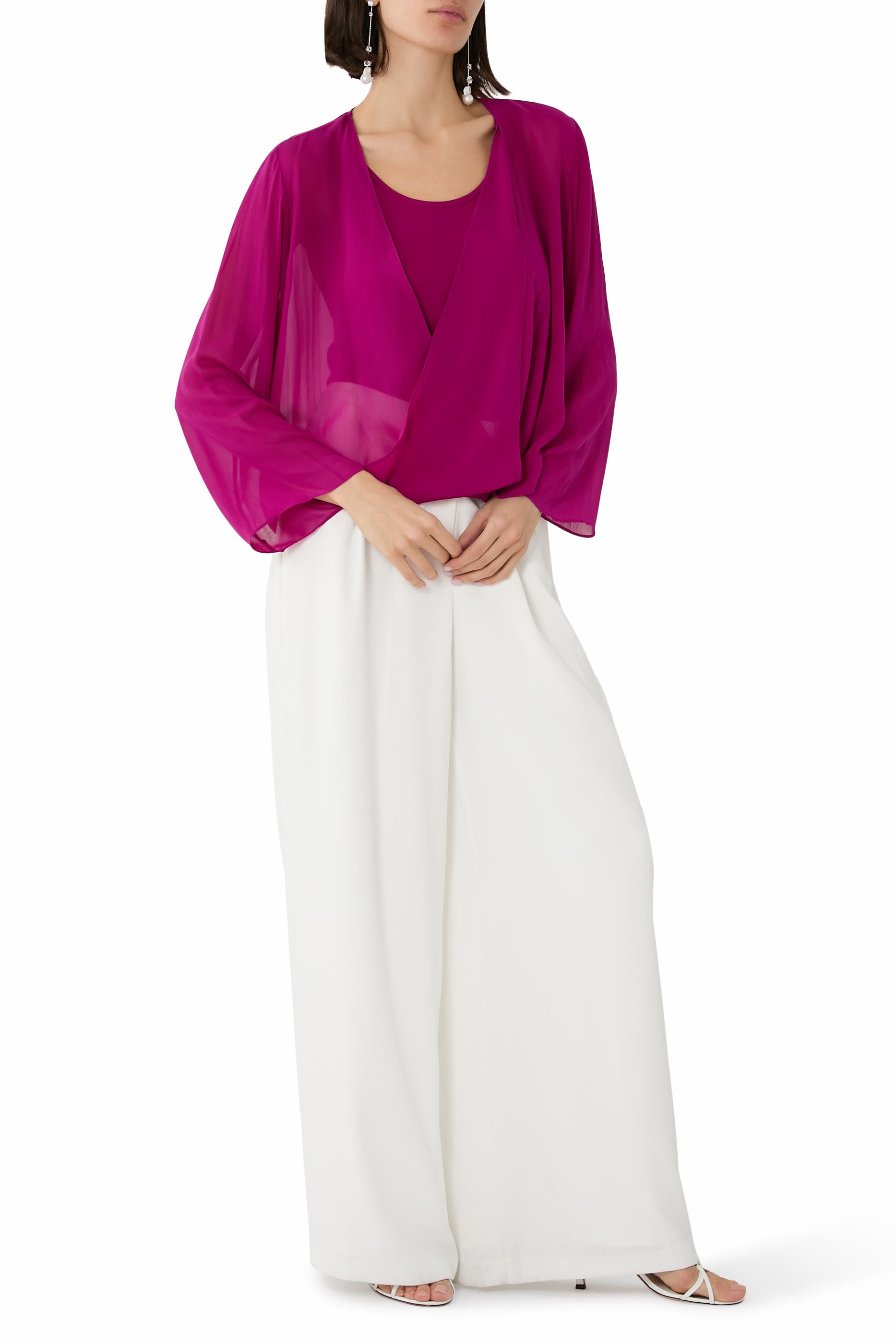 Sheer Silk Georgette Tie Jacket