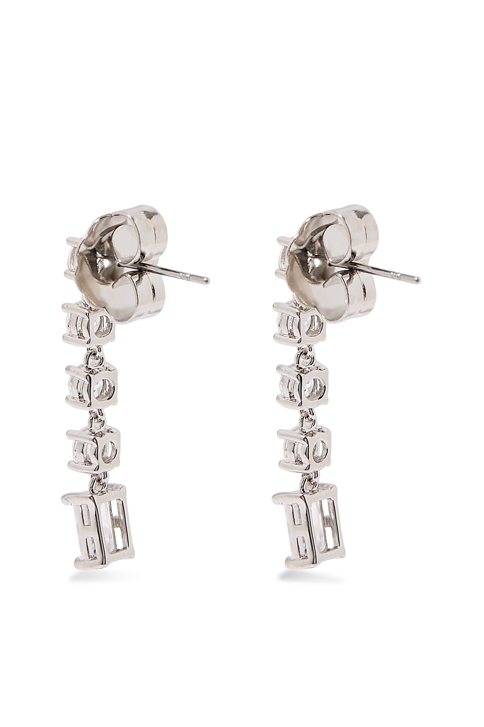  Drop Earrings, Rhodium-Plated Brass & Cubic Zirconia