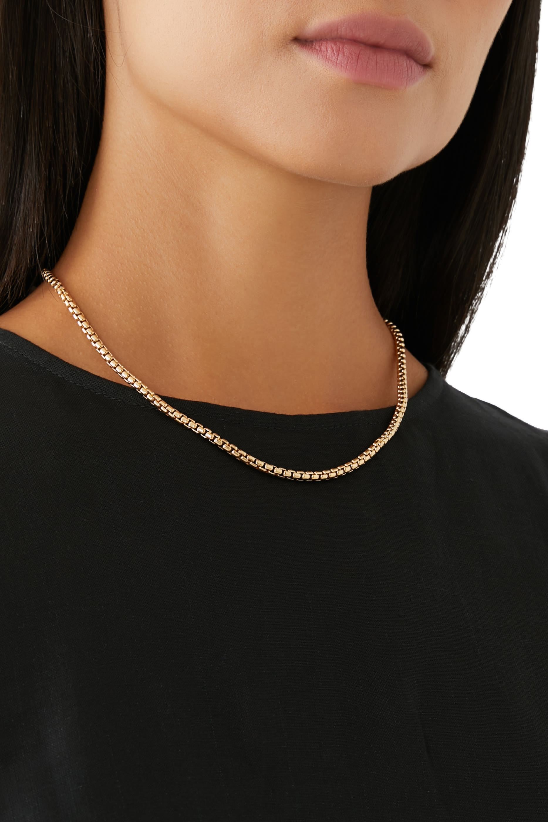18in Box Chain Necklace, 18K Yellow Gold