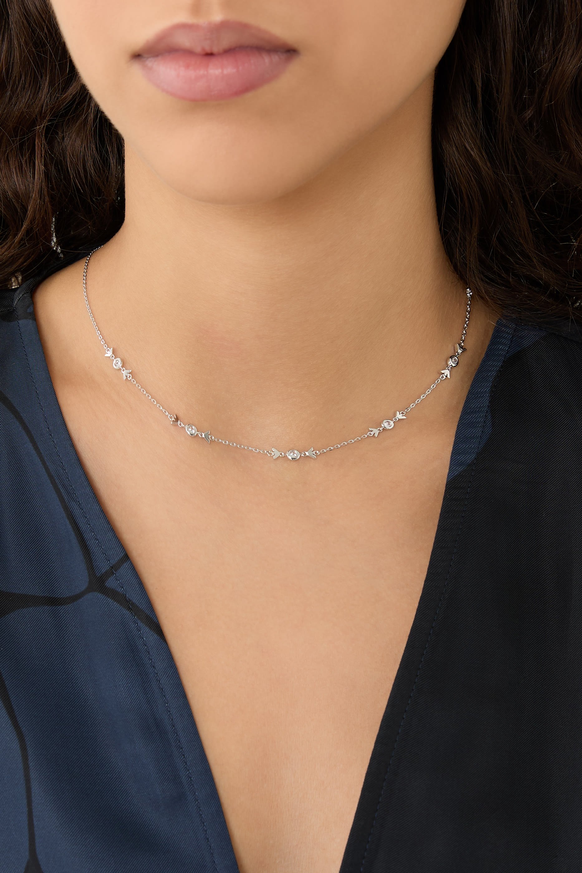 Station Necklace, Sterling Silver