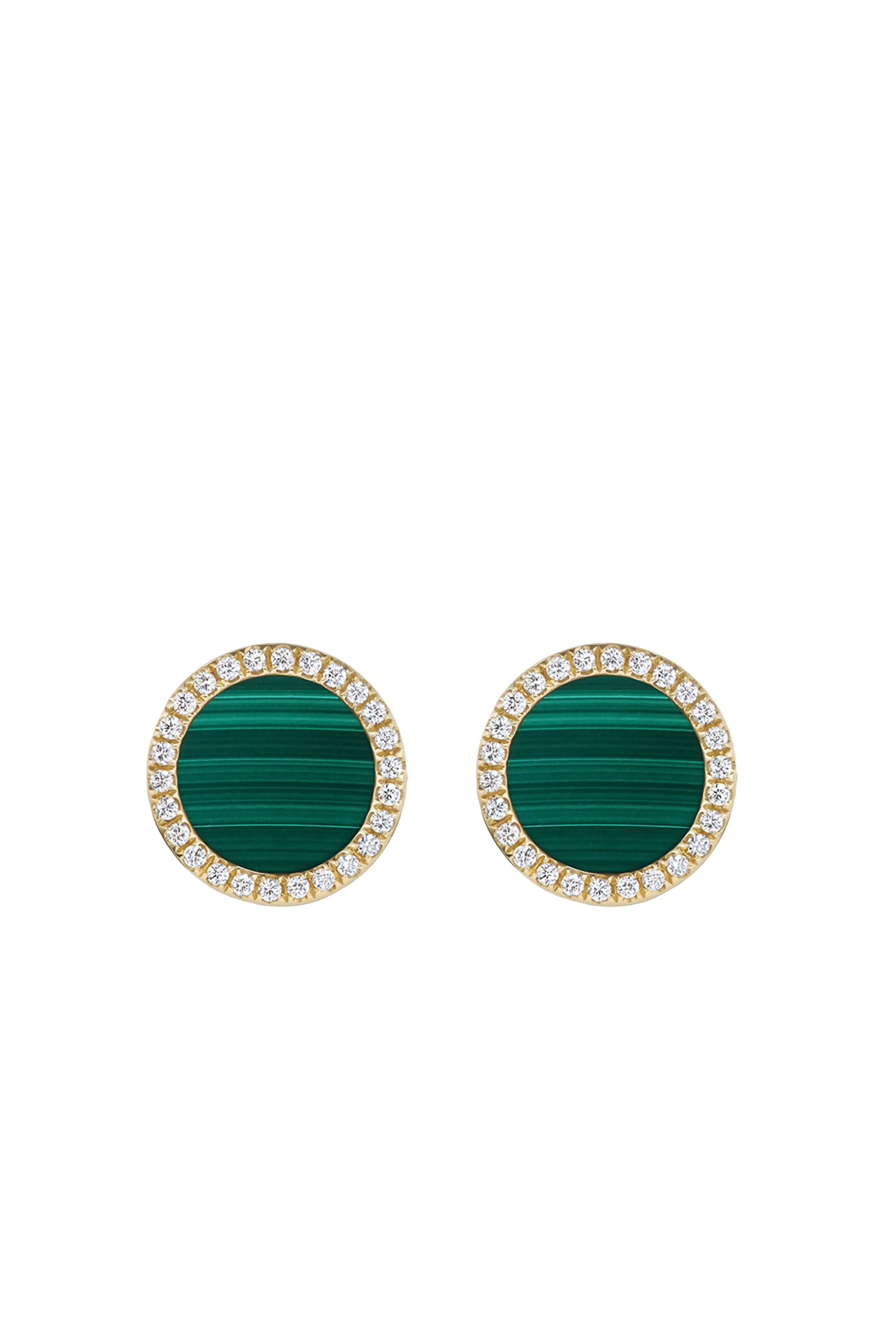Elements Malachite Stud Earrings, 18K Yellow Gold & Diamonds