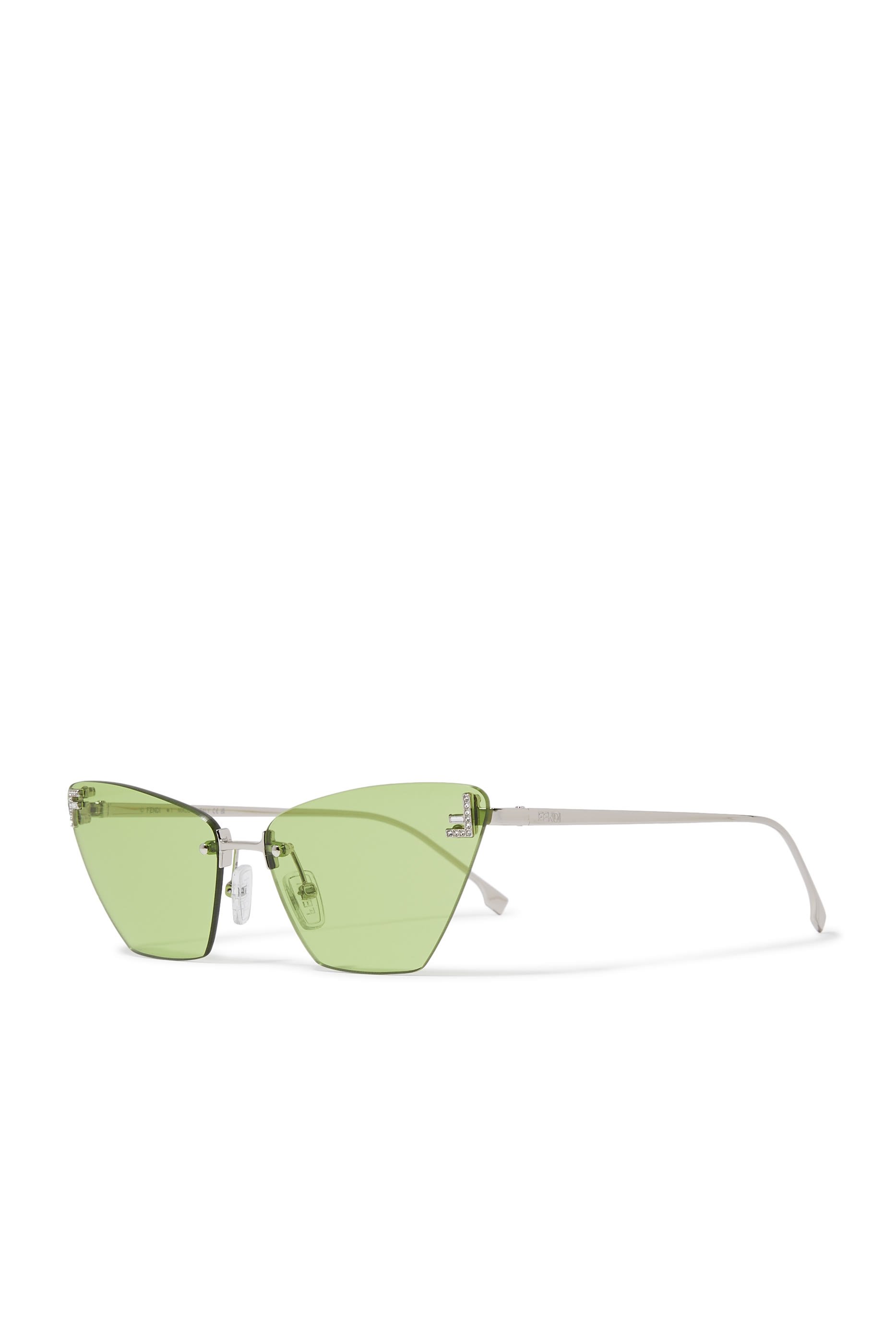 Fendi First Crystal Silver Cat Eye Sunglasses