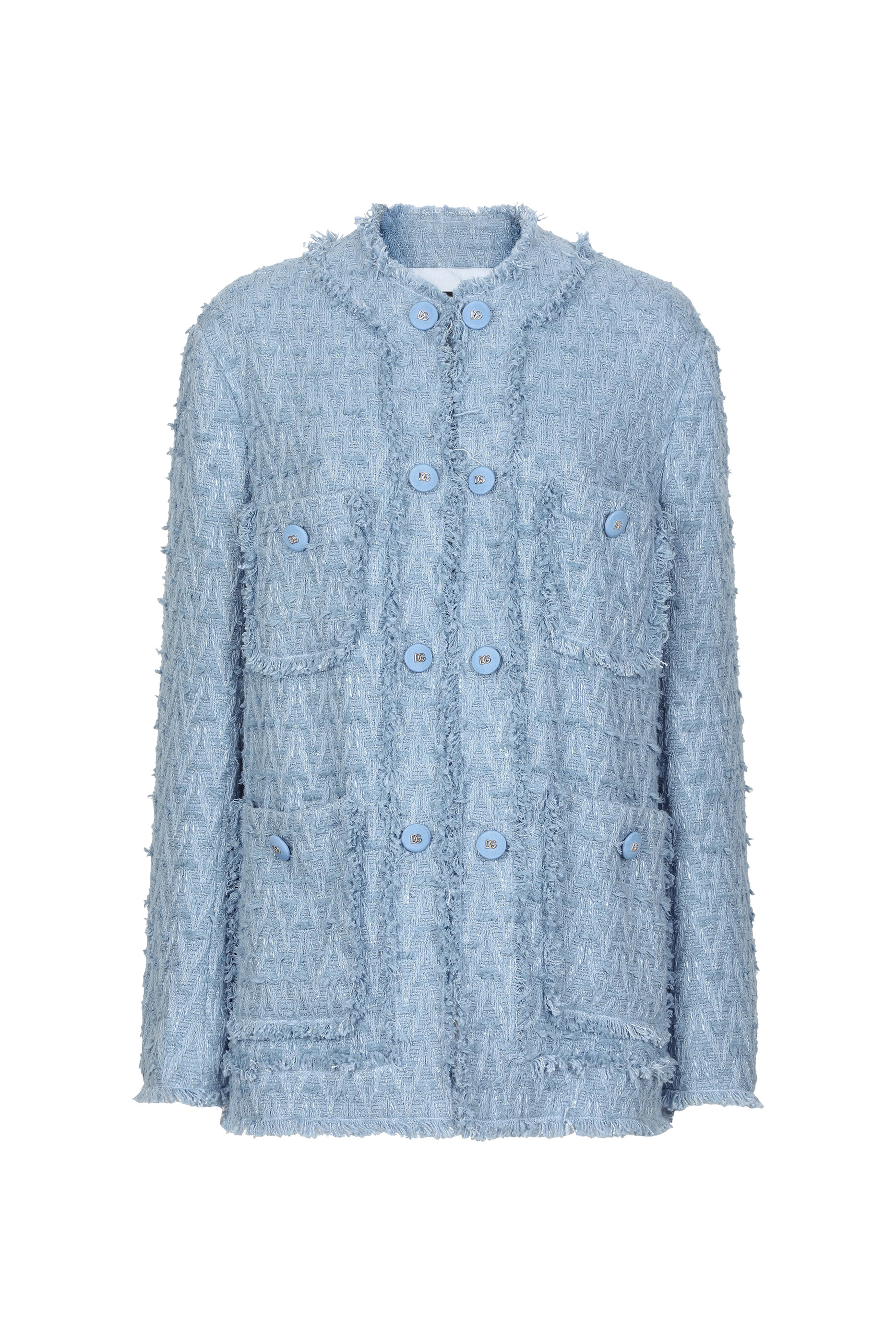 Single-Breasted Cotton Rush-Stitch Jacket