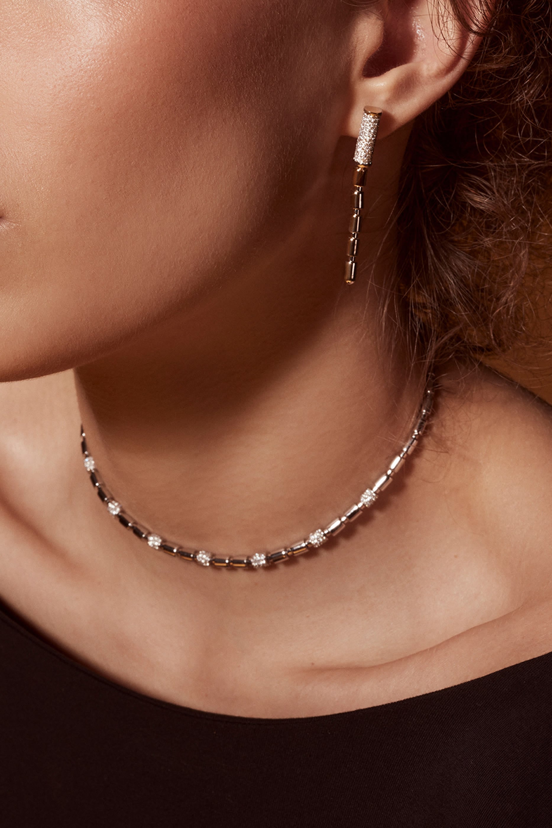 Iteru Earrings, 18K White Gold & Diamonds