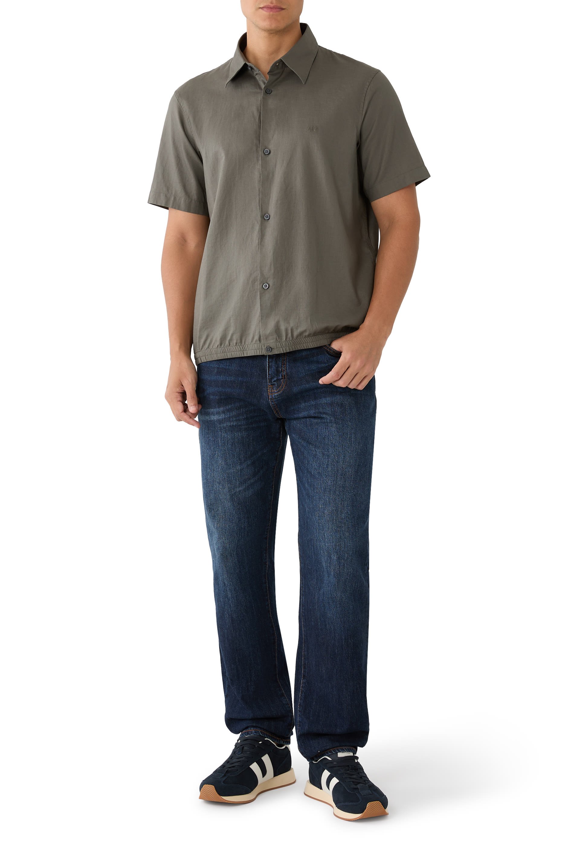 Button-Up Elasticated Hem Shirt