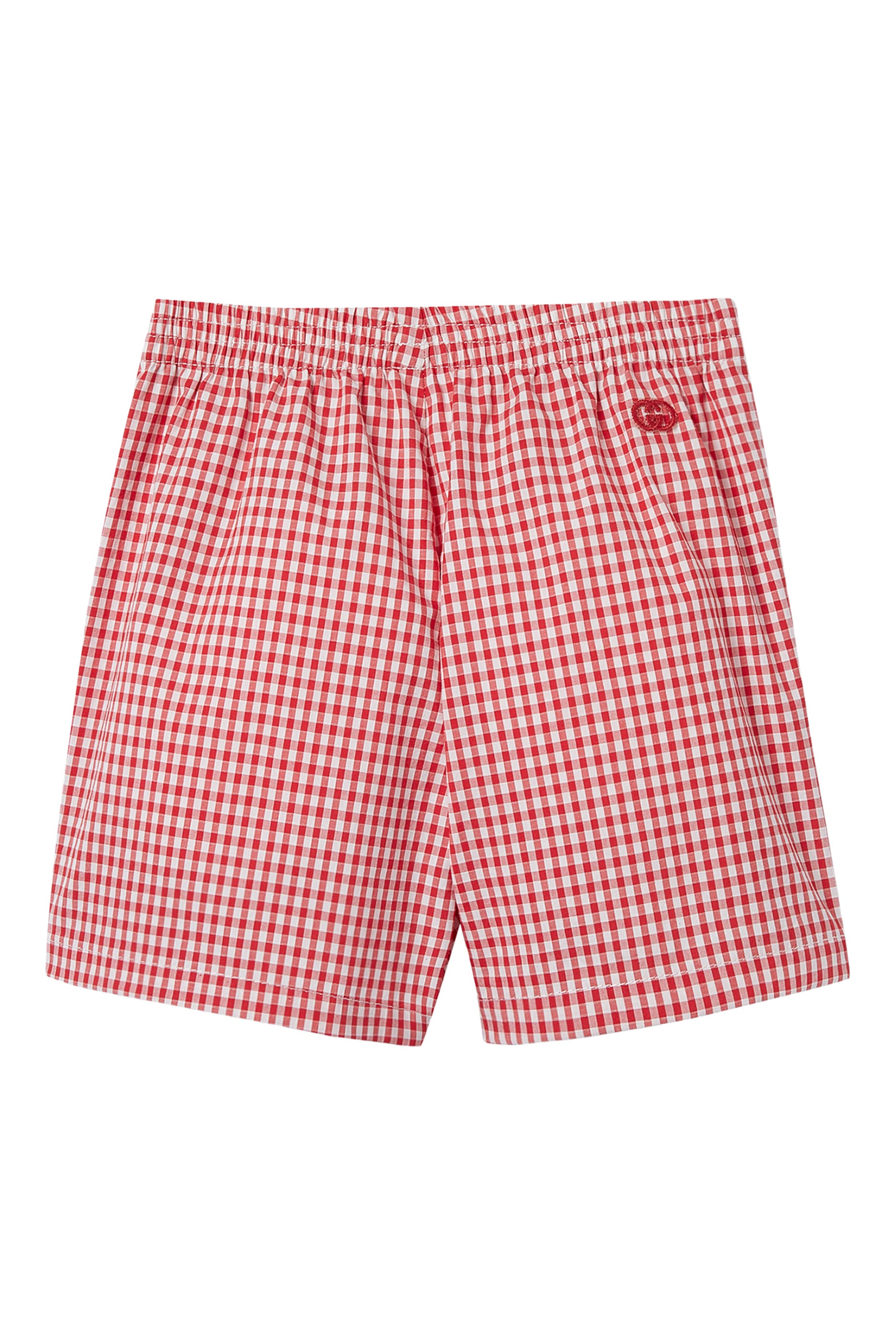 Kids Interlocking G Embroidery Gingham Shorts