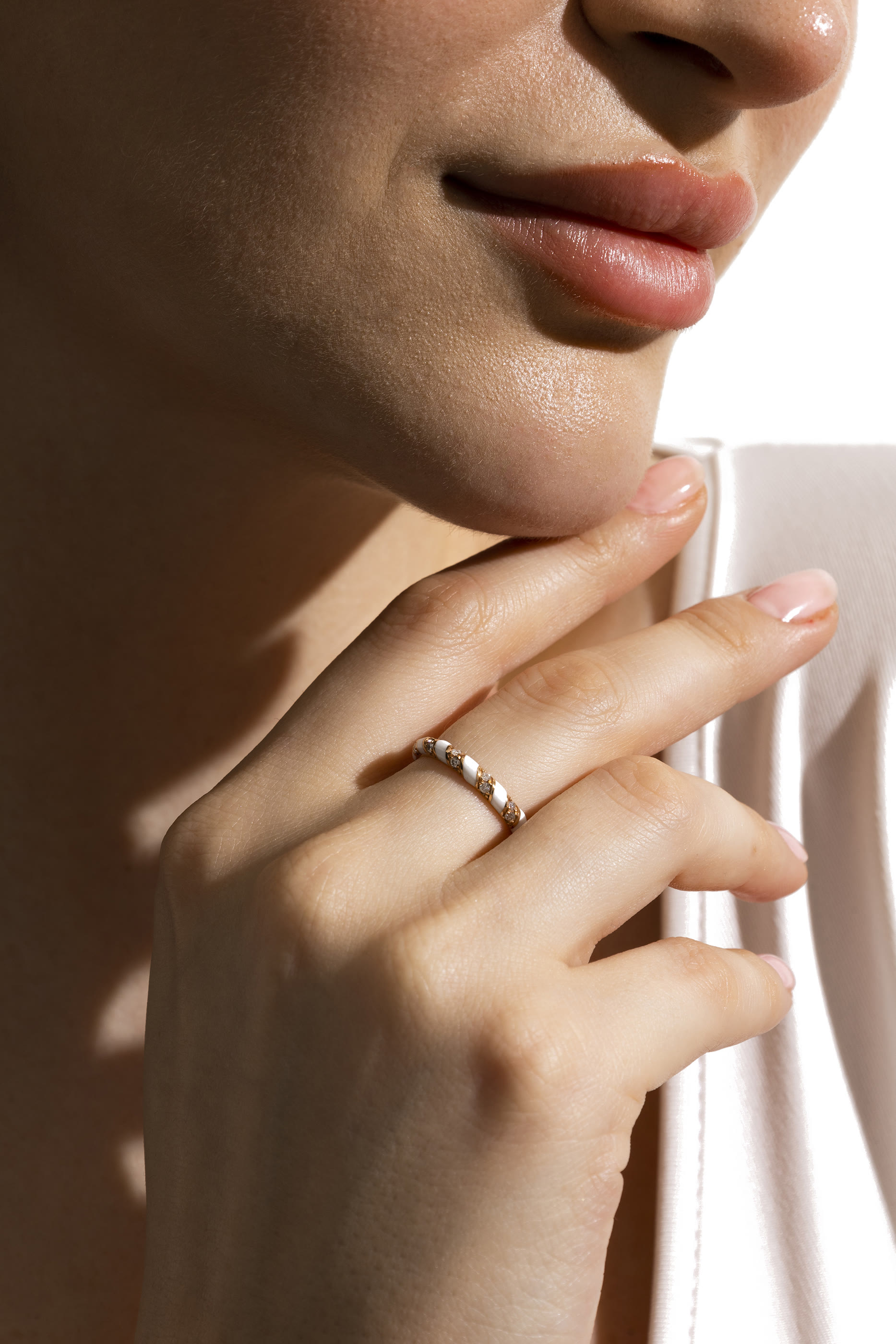 Tornado Ring, 18k Rose Gold with Enamel & Diamonds