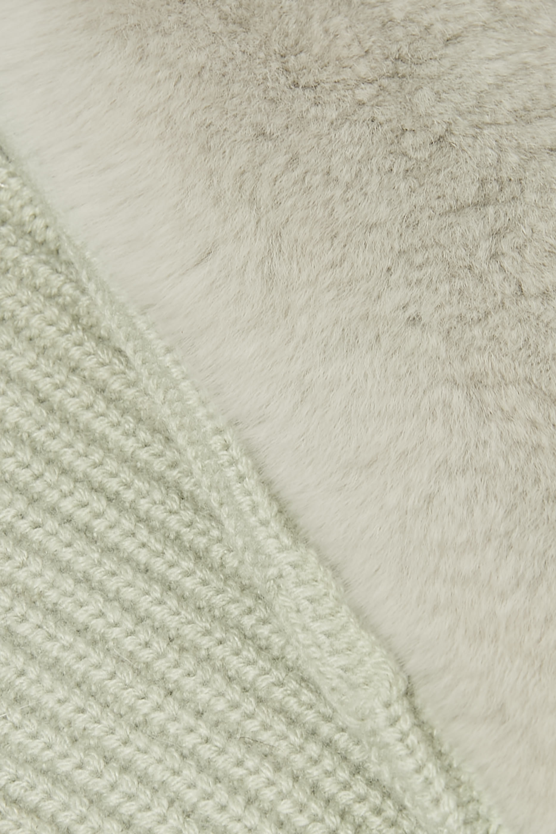 Cashmere Wool Knit and Rex Rabbit Fingerless Gloves 