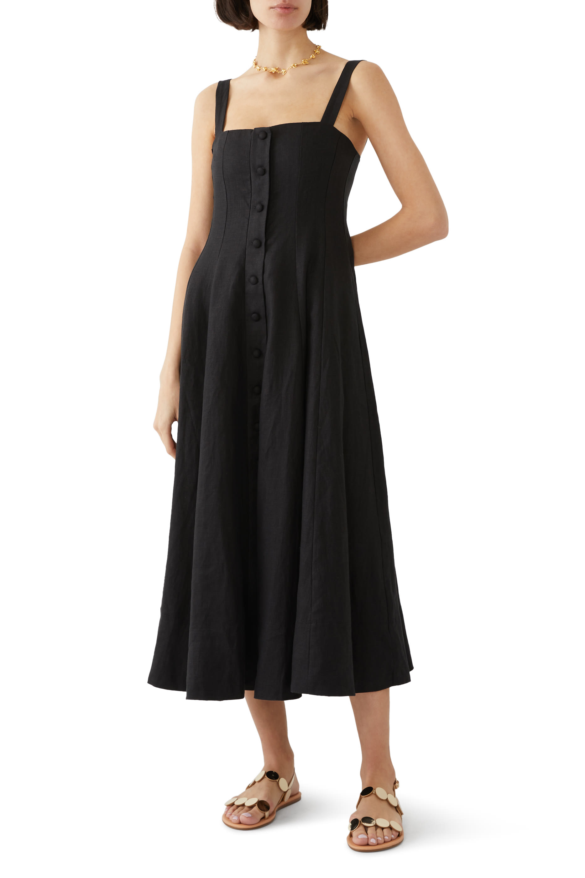 Corbiere Pleated Linen Midi Dress