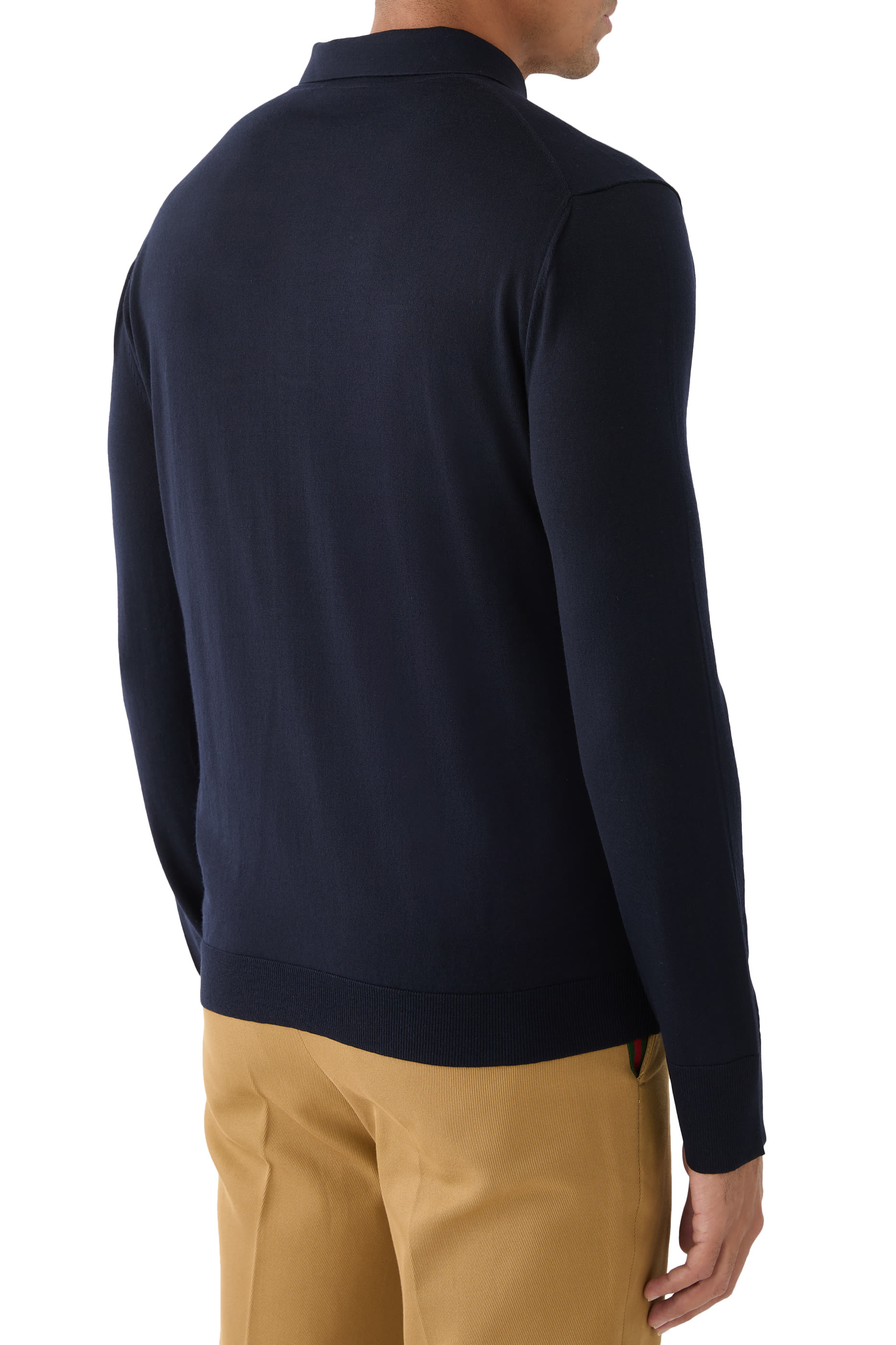 Fine Wool Knit Polo Top