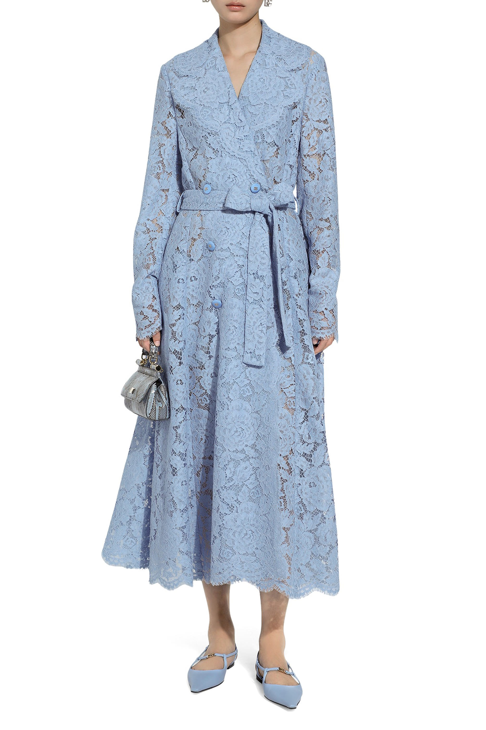 Floral Cordonetto Lace Trench Coat