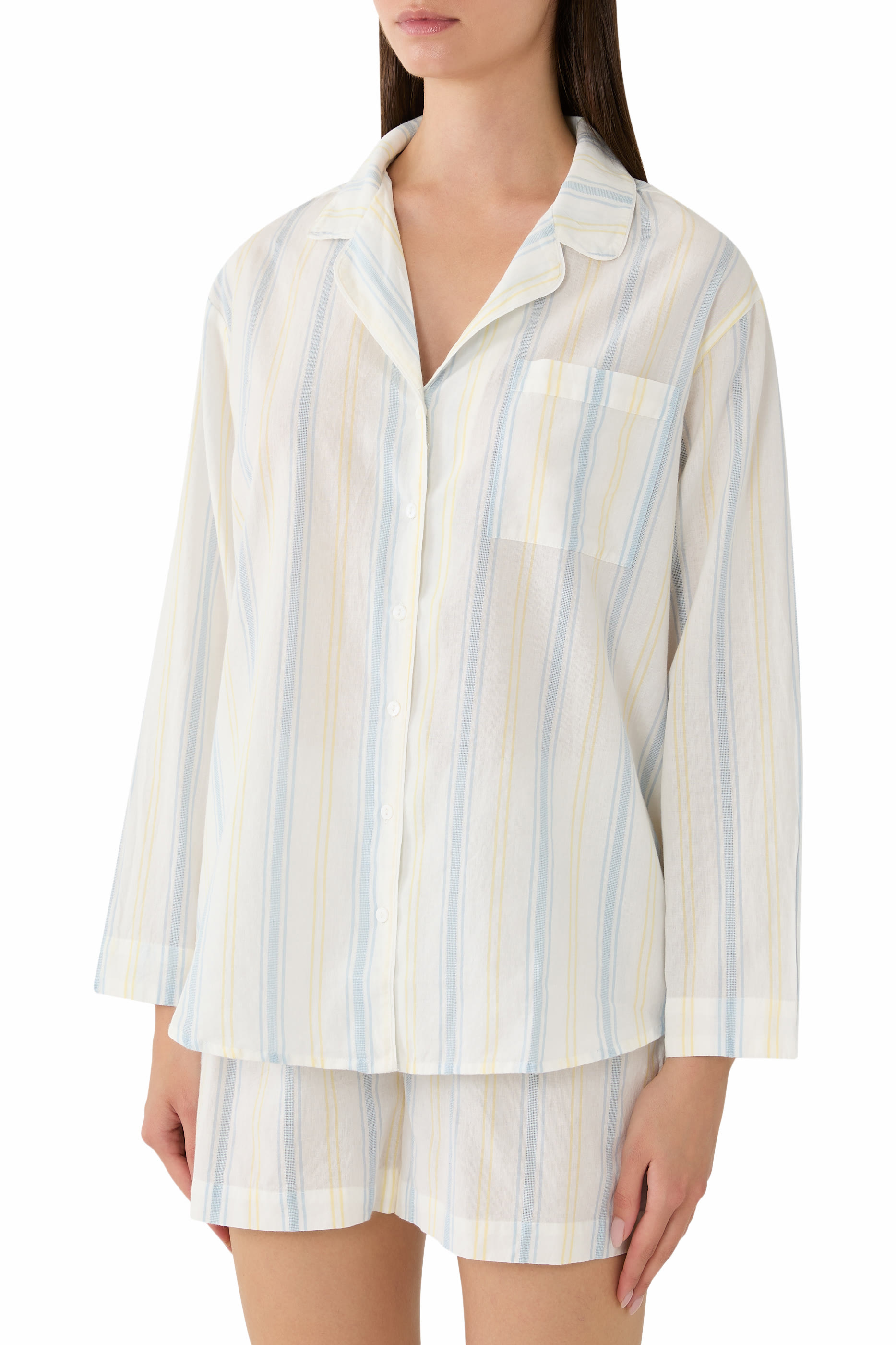  Organic Cotton Stripe Relaxed Pajama Shirt