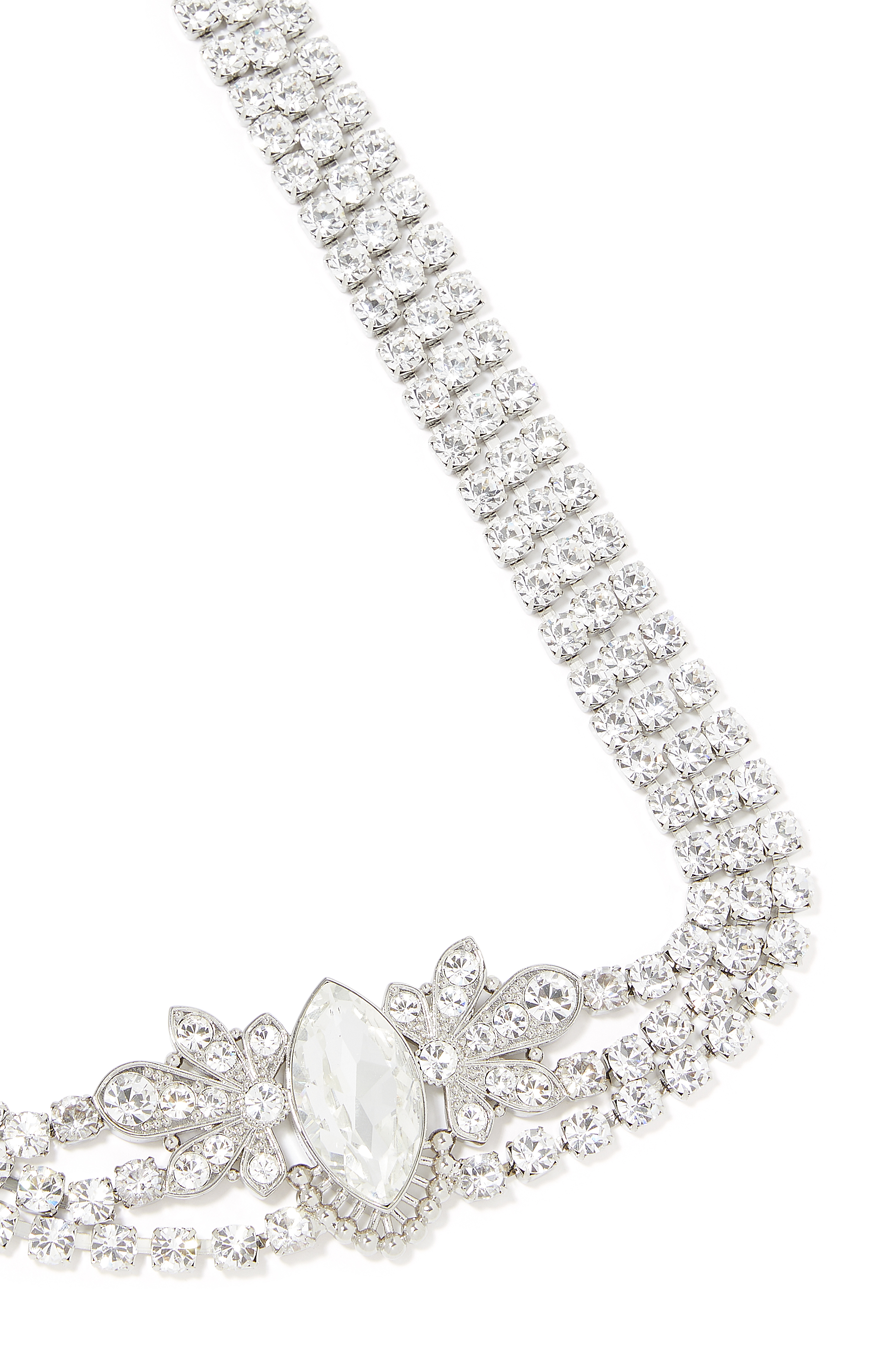 Floral Embellished Belt, Brass & Crystal