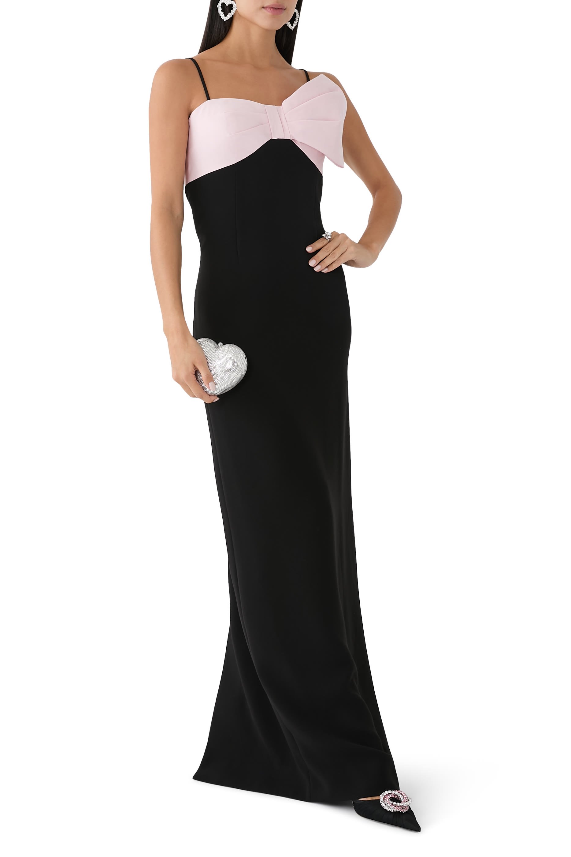 Crepe Mikado Bow Bodice Gown