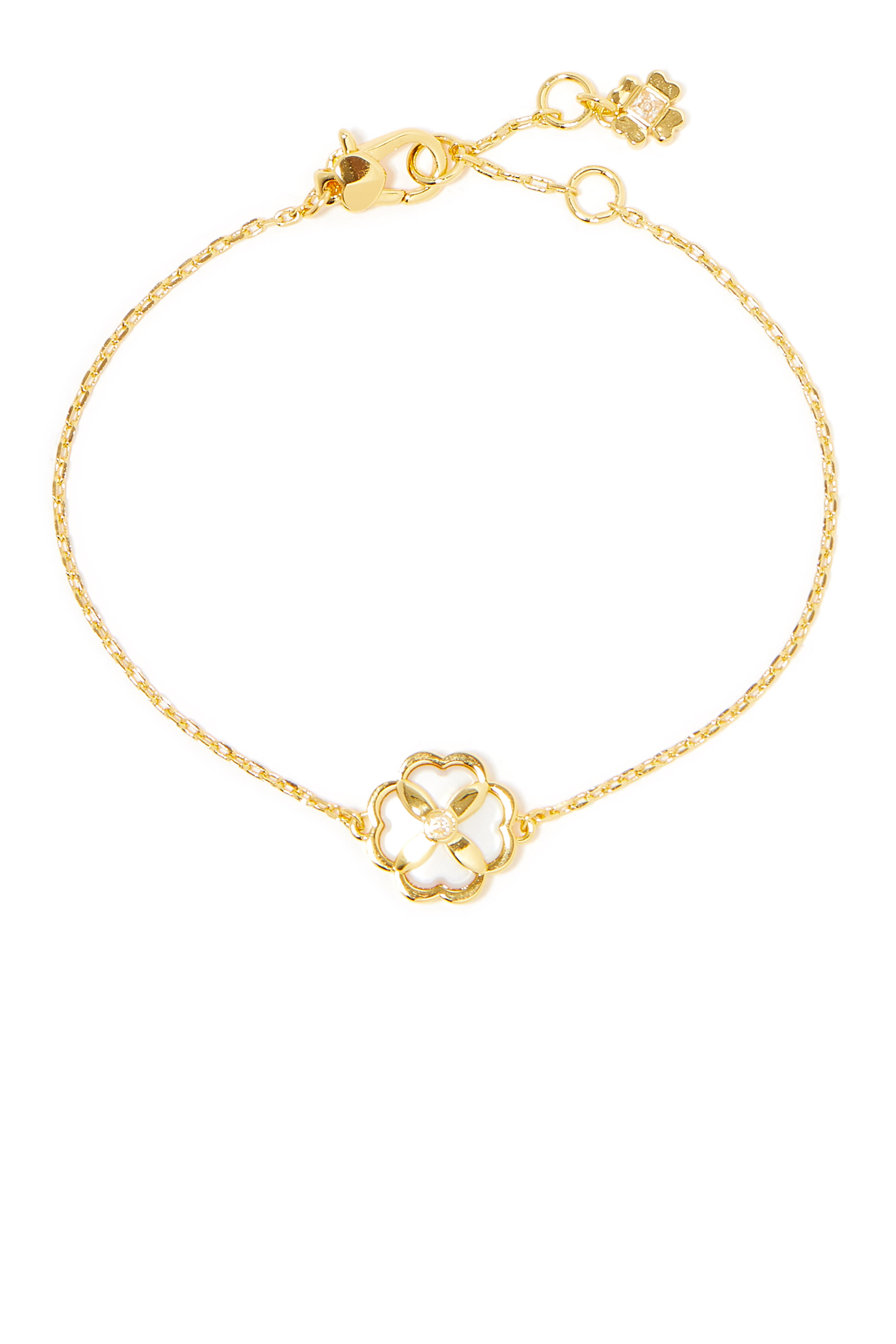 Heritage Bloom Bracelet, Plated Metal With Cubic Zirconia & Mother of Pearl