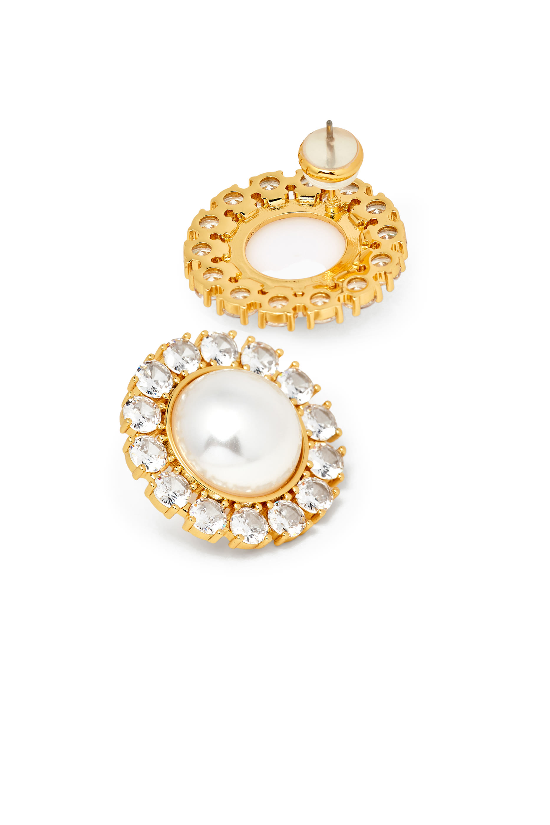 Pearl Dome Pav&eacute; Earrings