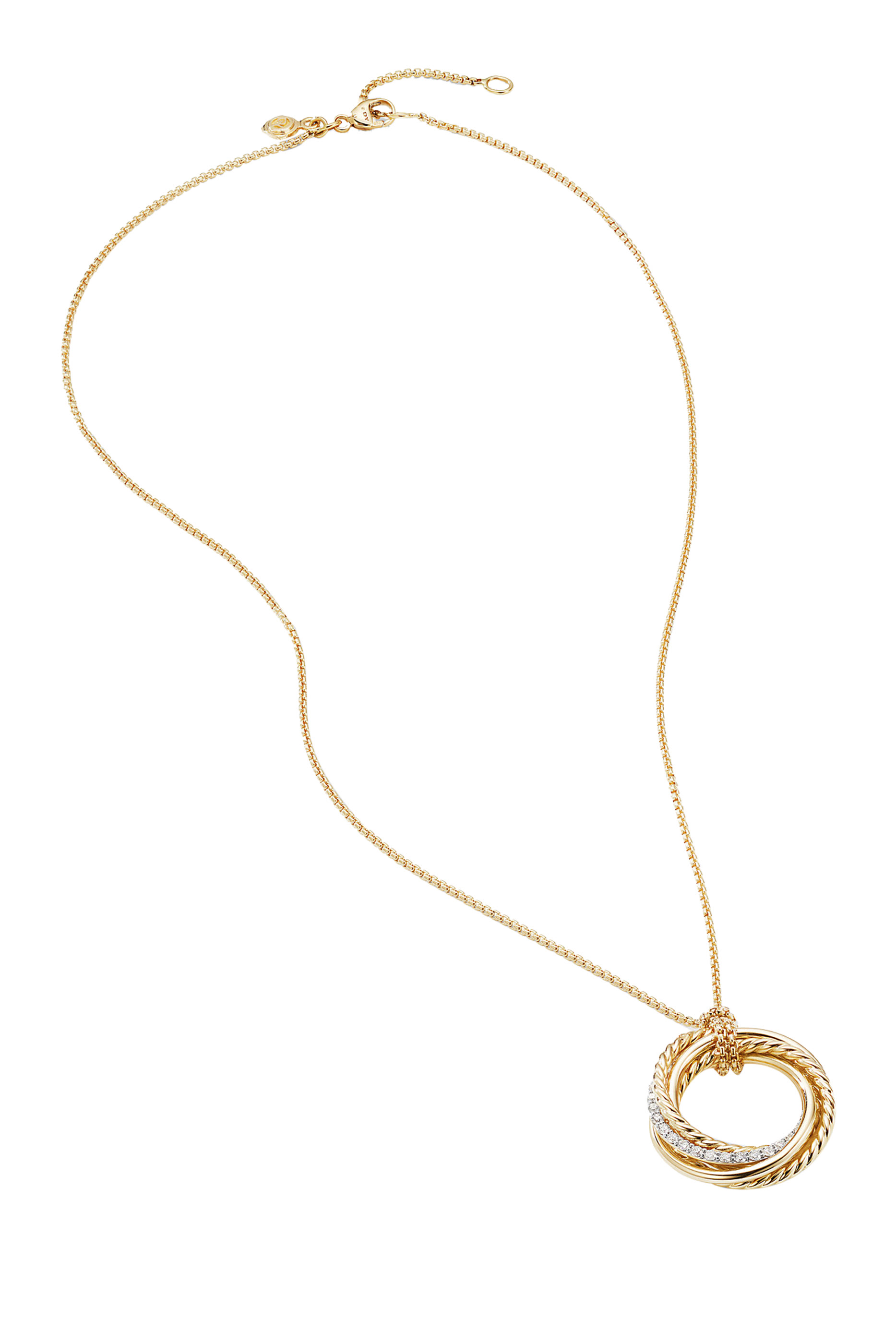 Crossover Pendant Necklace, 18k Yellow Gold & Diamonds
