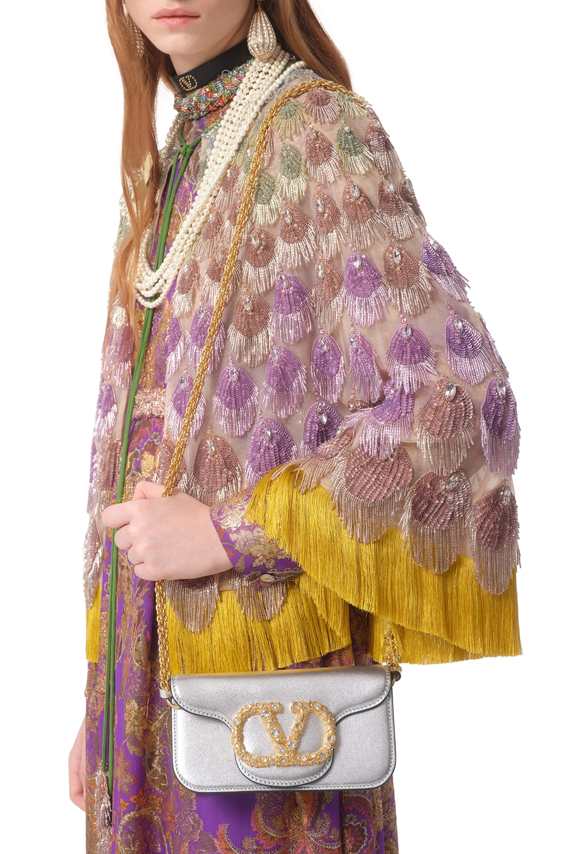 Locò Laminated Calfskin Small Shoulder Bag with Jewel Logo