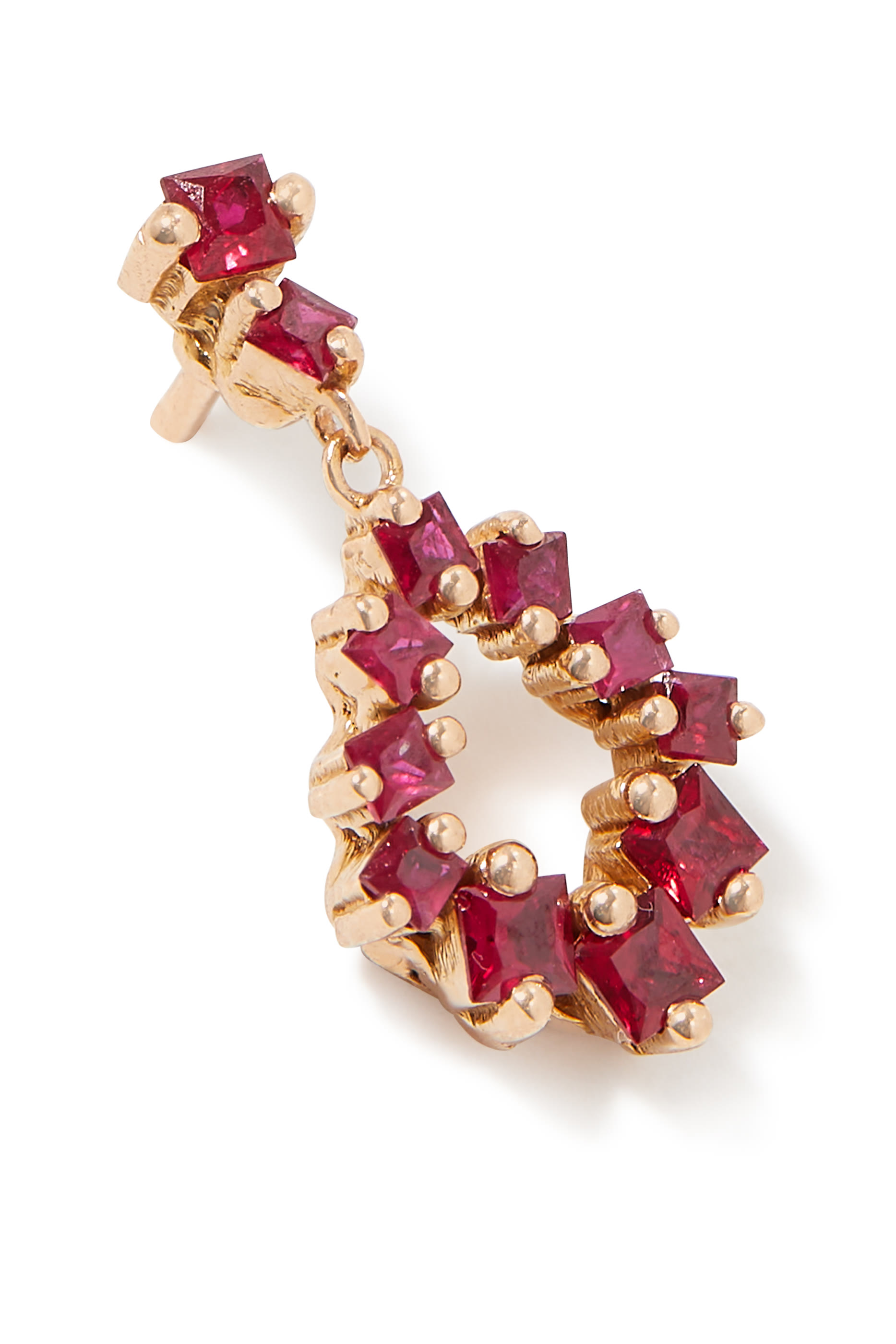 Pear Shaped Drop Earrings, 18k Gold & Ruby