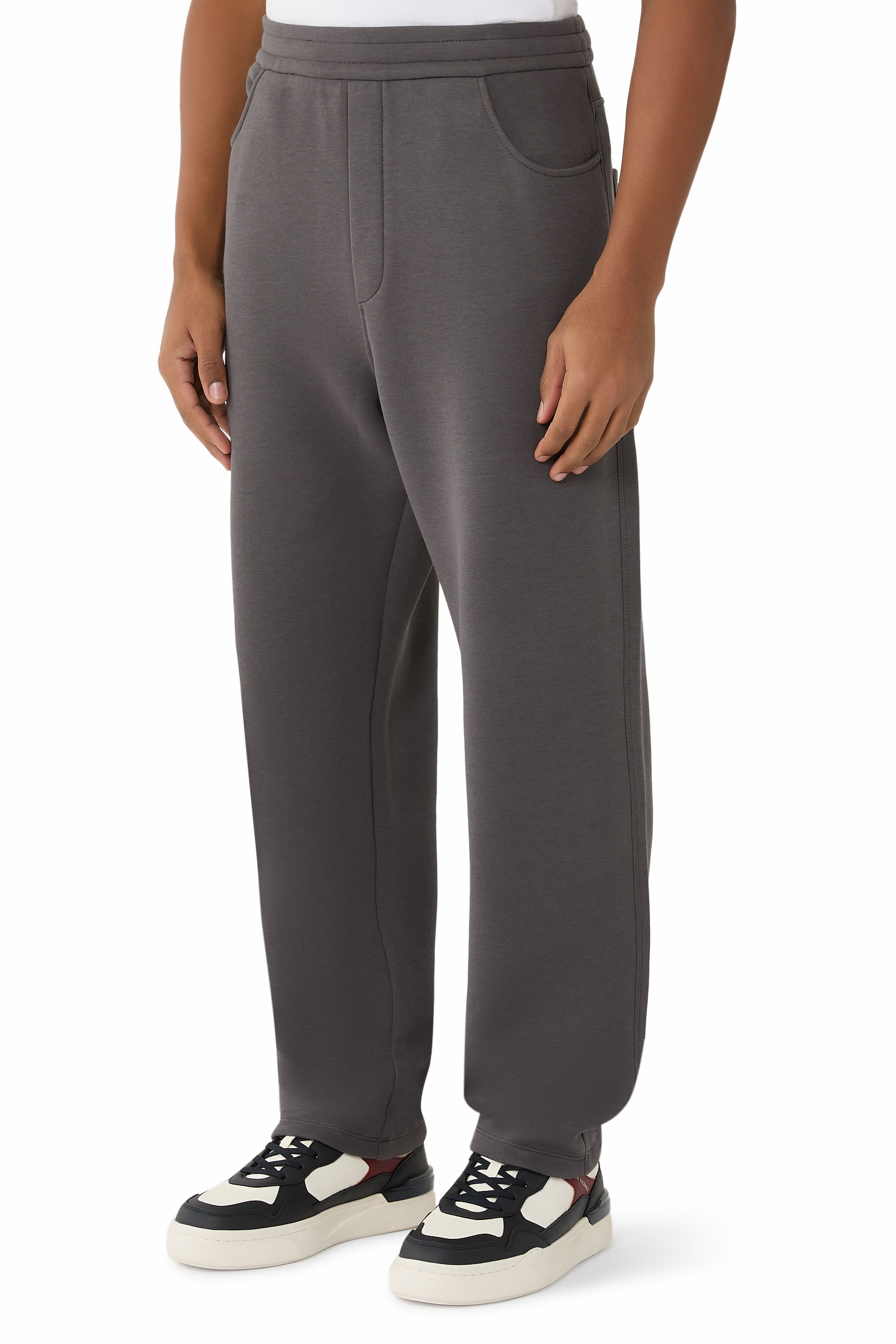 Cotton-Blend Pique Straight Pants