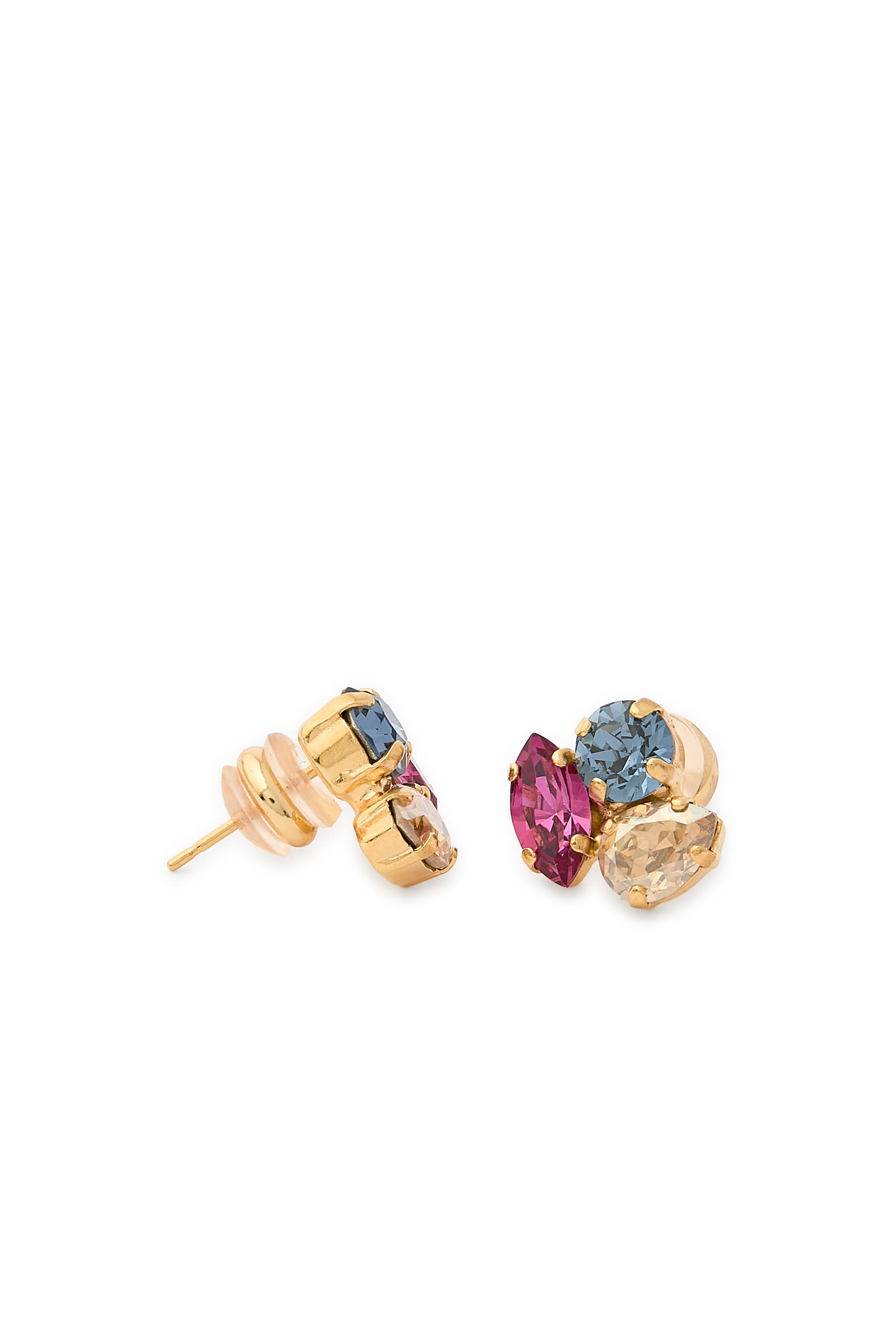 Ana Earrings in Golden Combo, 18K Gold Plated Raw Brass &  Swarovski Crystals