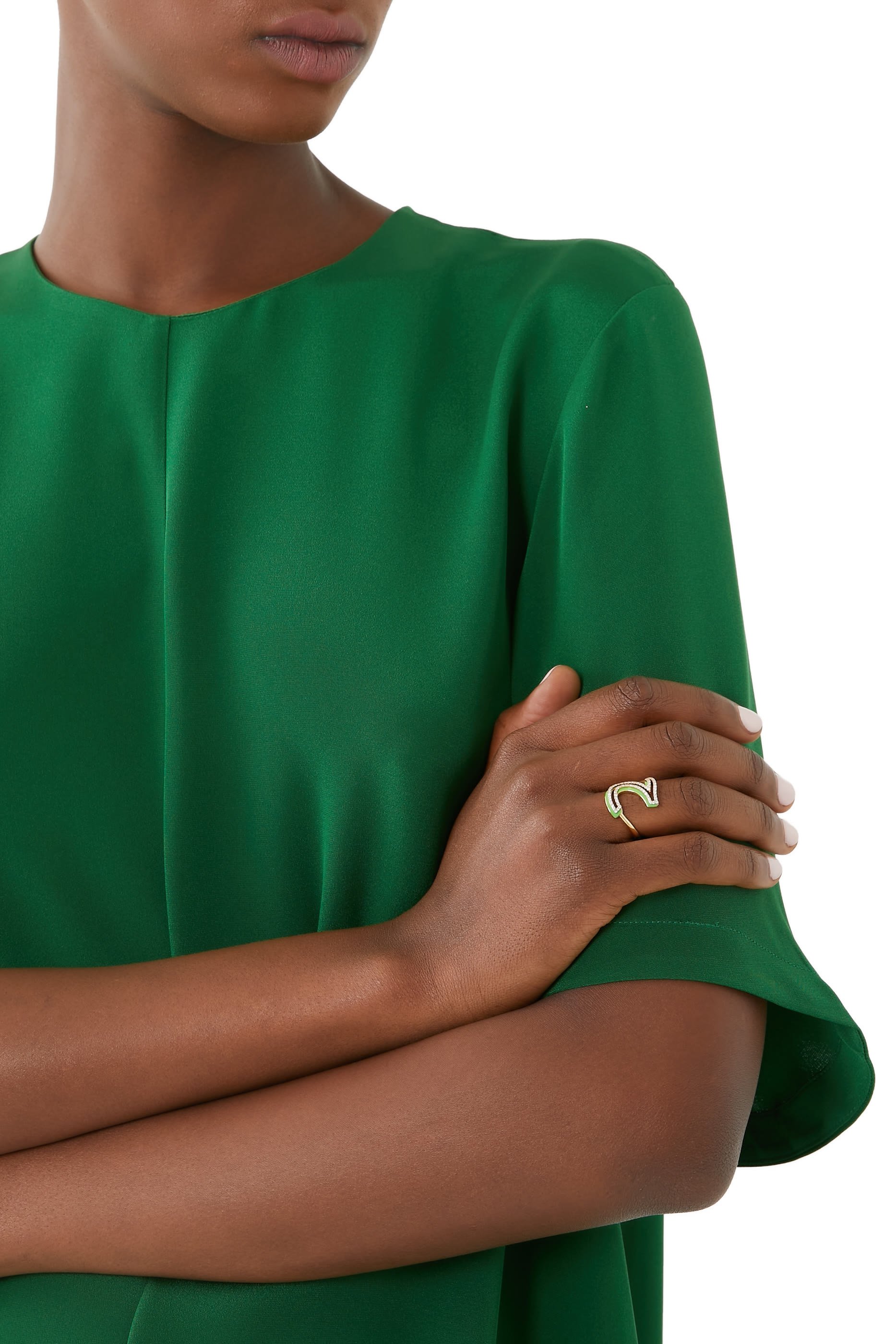 Arabic Silhouette Ring, 18K Yellow Gold & Diamonds