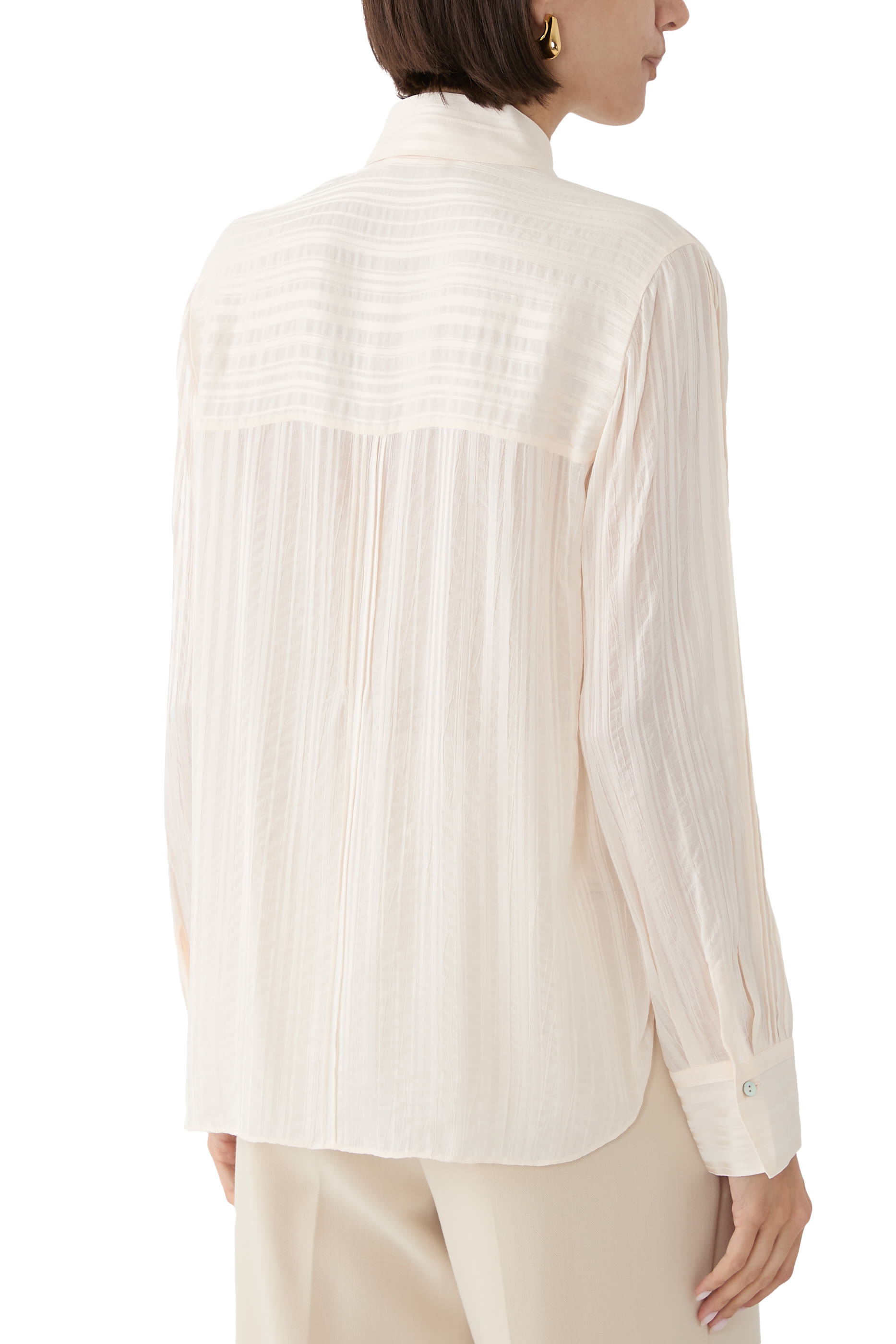 Sheer-Stripe Pintuck Blouse