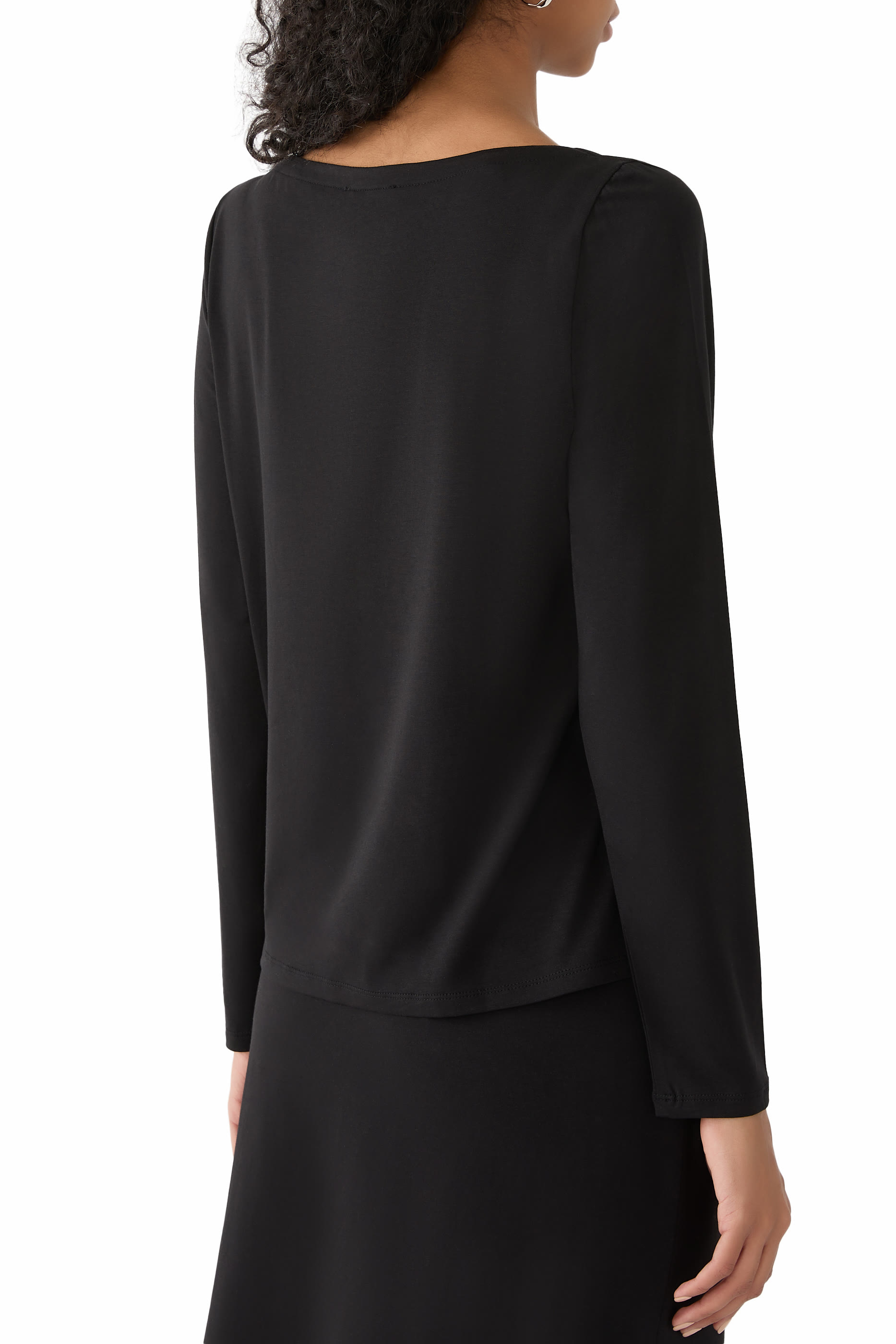 Fine Stretch Jersey Knit Bateau Neck Top