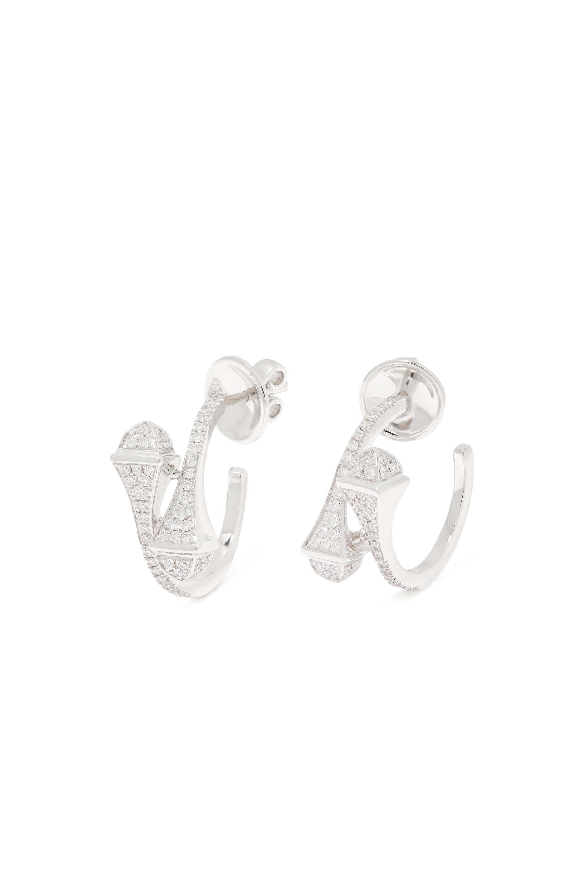 Cleo Open Hoop Earrings, 18k White Gold & Diamonds