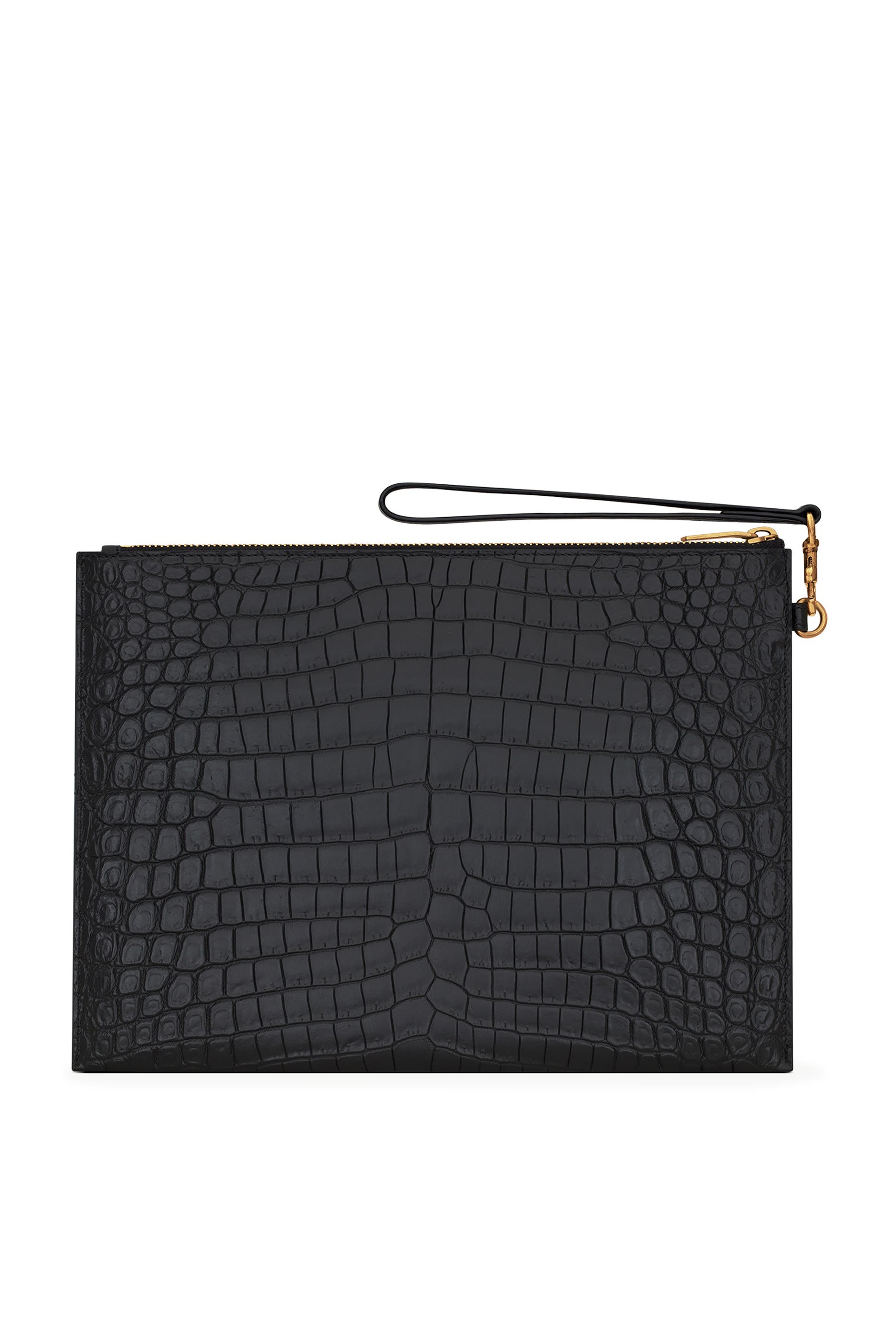  Tiny Cassandre Zip Tablet Holder in Crocodile Embossed Leather 
