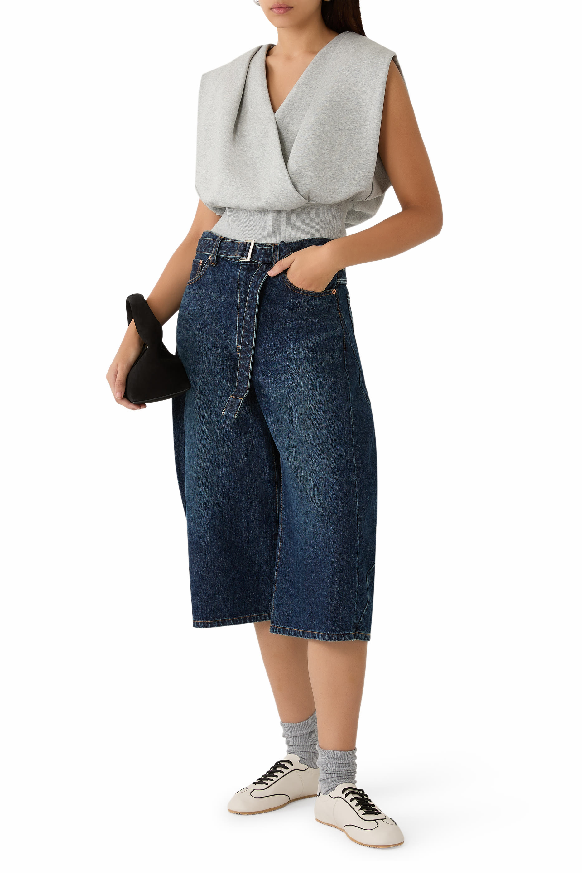 Draped Sleeveless French Terry Top