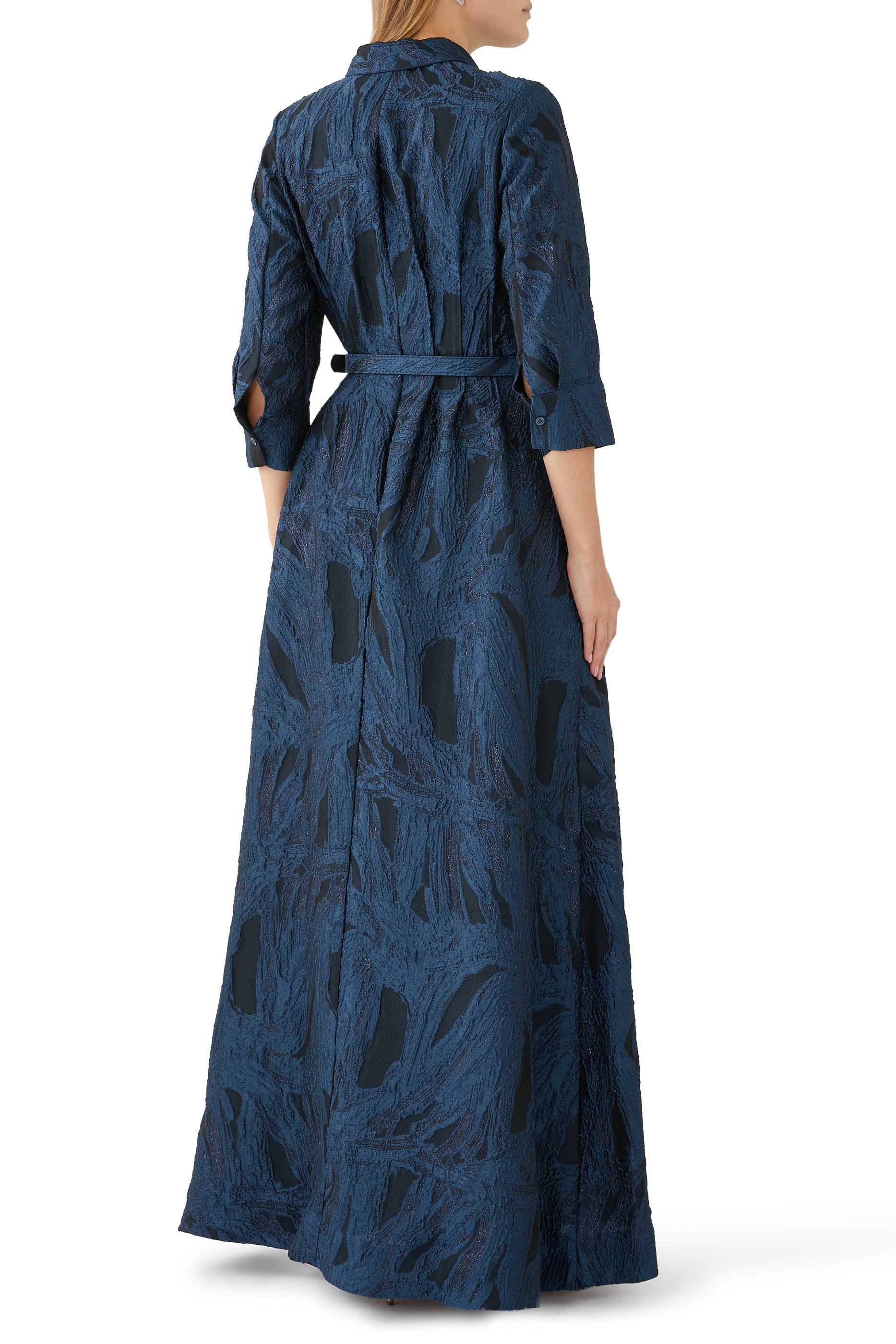 Courtney Belted Cloque Maxi Dress