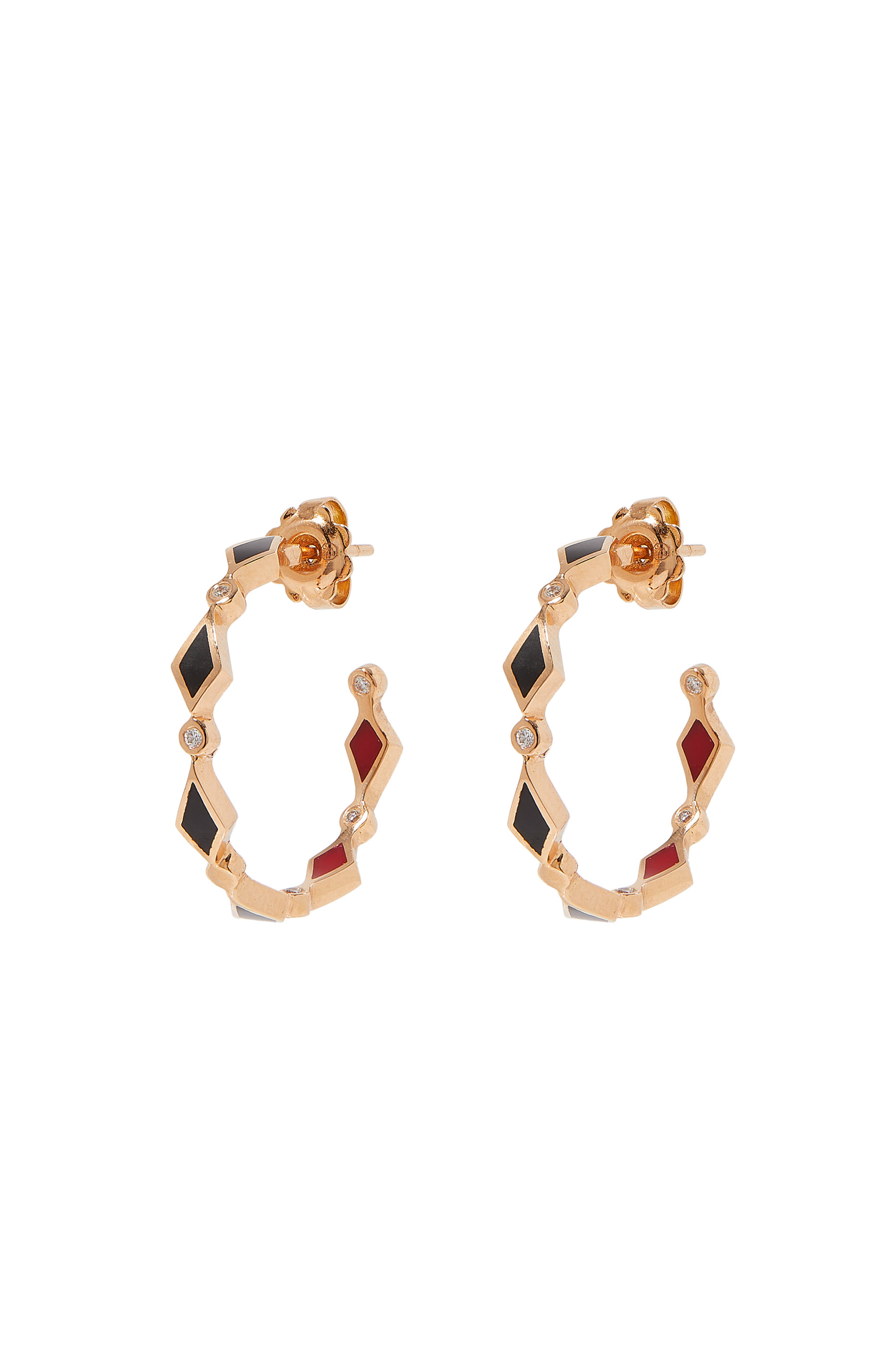 Mosaic Single Hoop Earrings, 18k Pink Gold