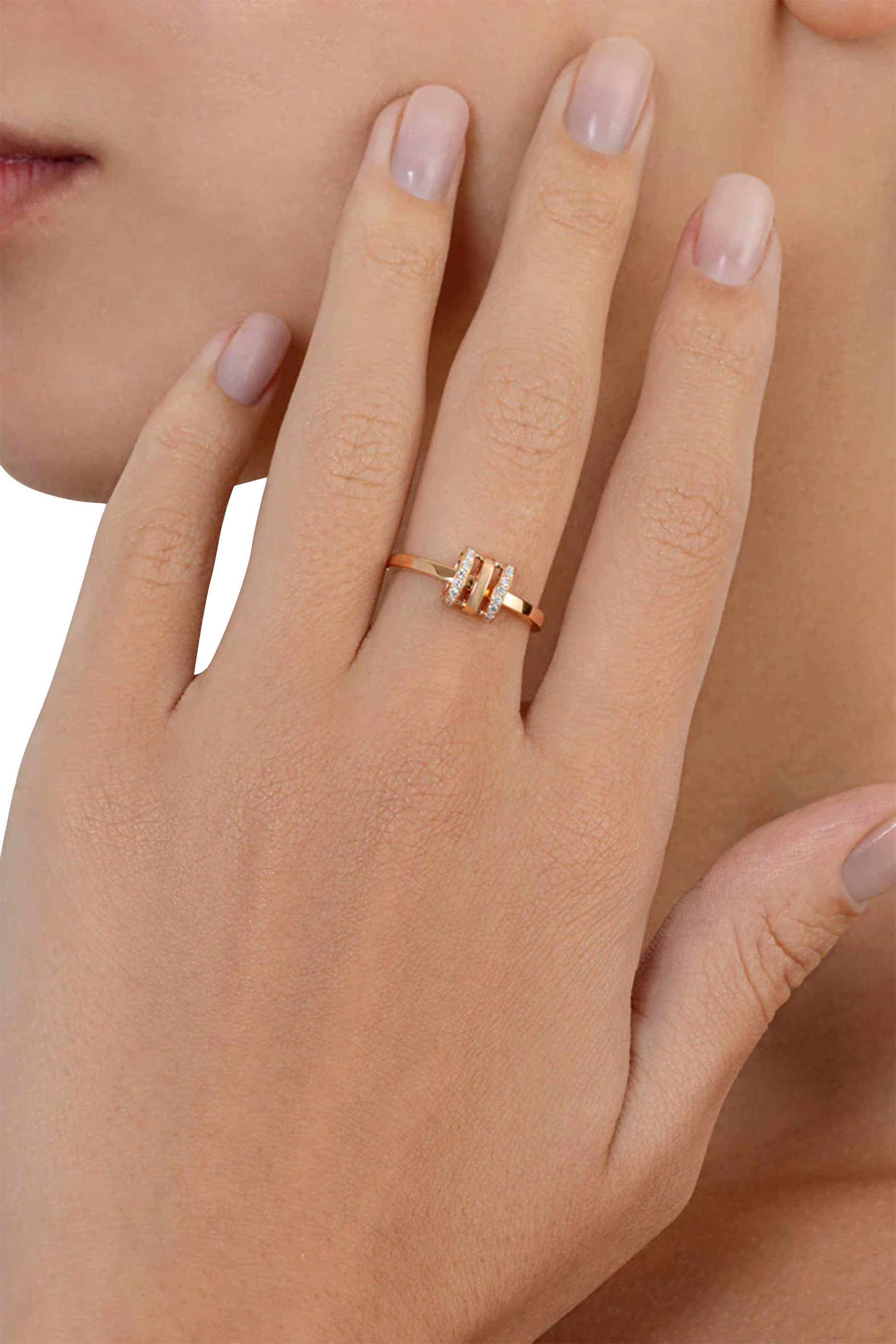 Wid Triple Ring, 18k Rose Gold & Diamonds