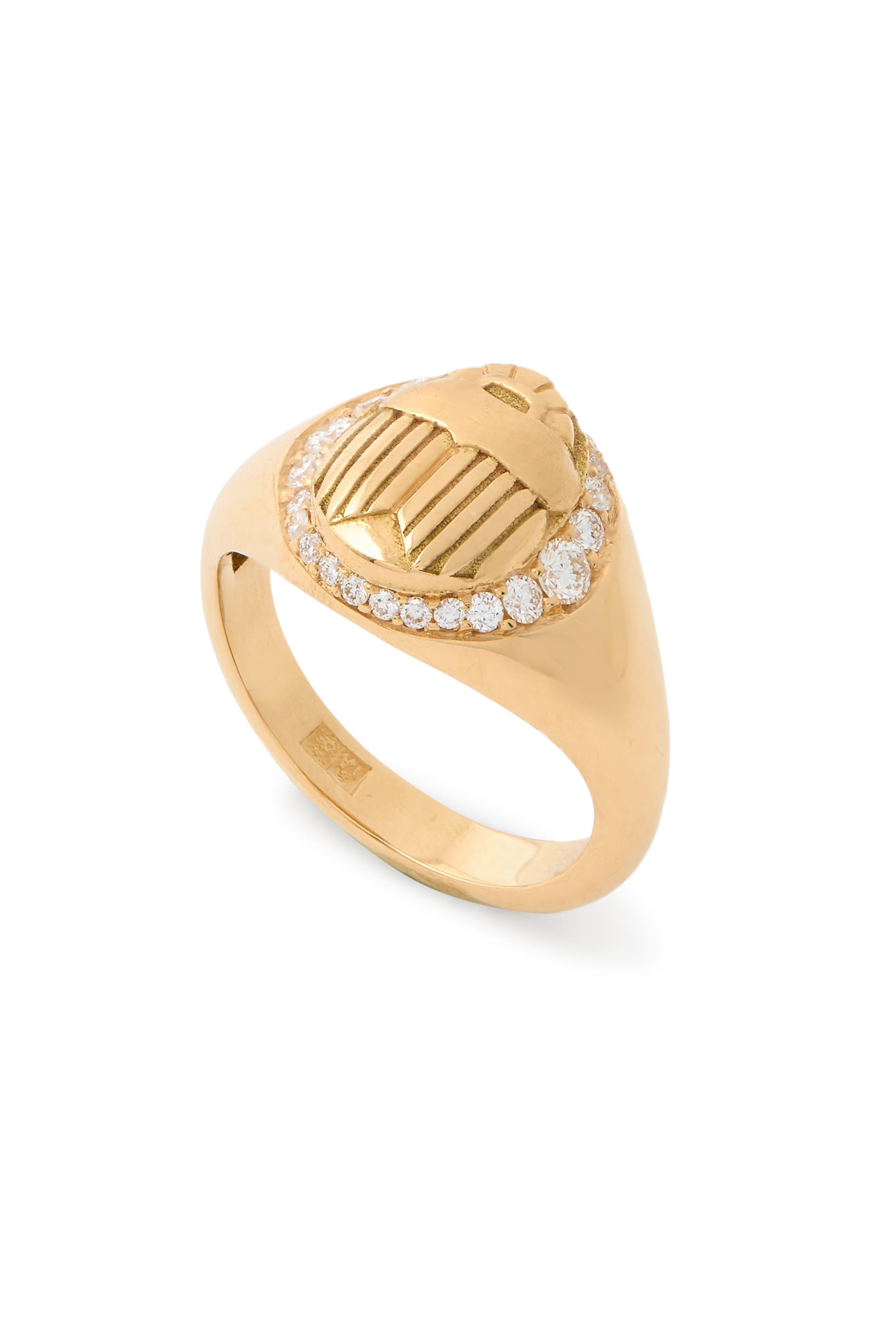 Scarab Chevalier Ring, 18k Yellow Gold & Diamonds