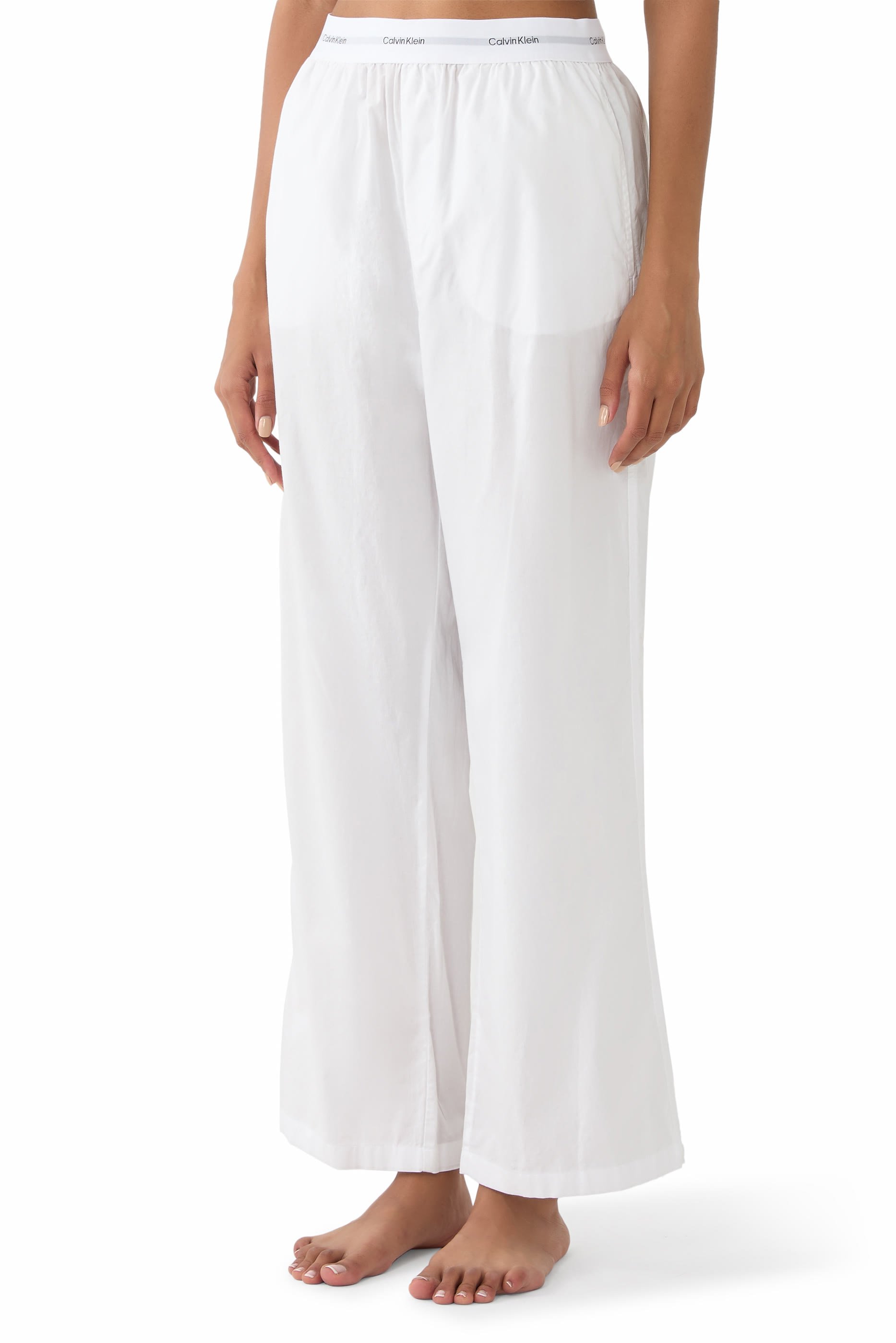 Logo Waistband Cotton Poplin Pants