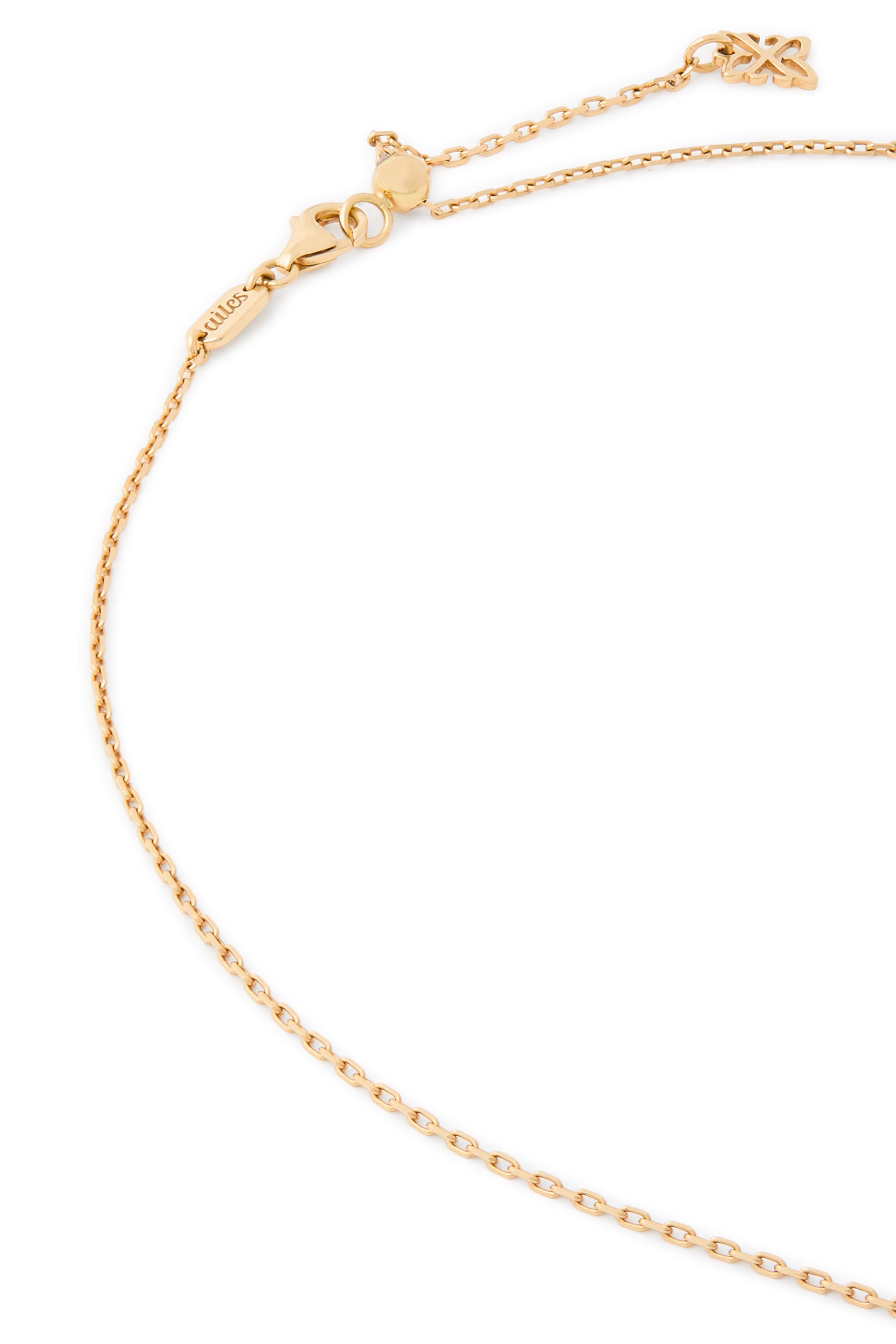Letter 'H' Tennis Racket Necklace, 18k Yellow Gold & Enamel, Diamonds