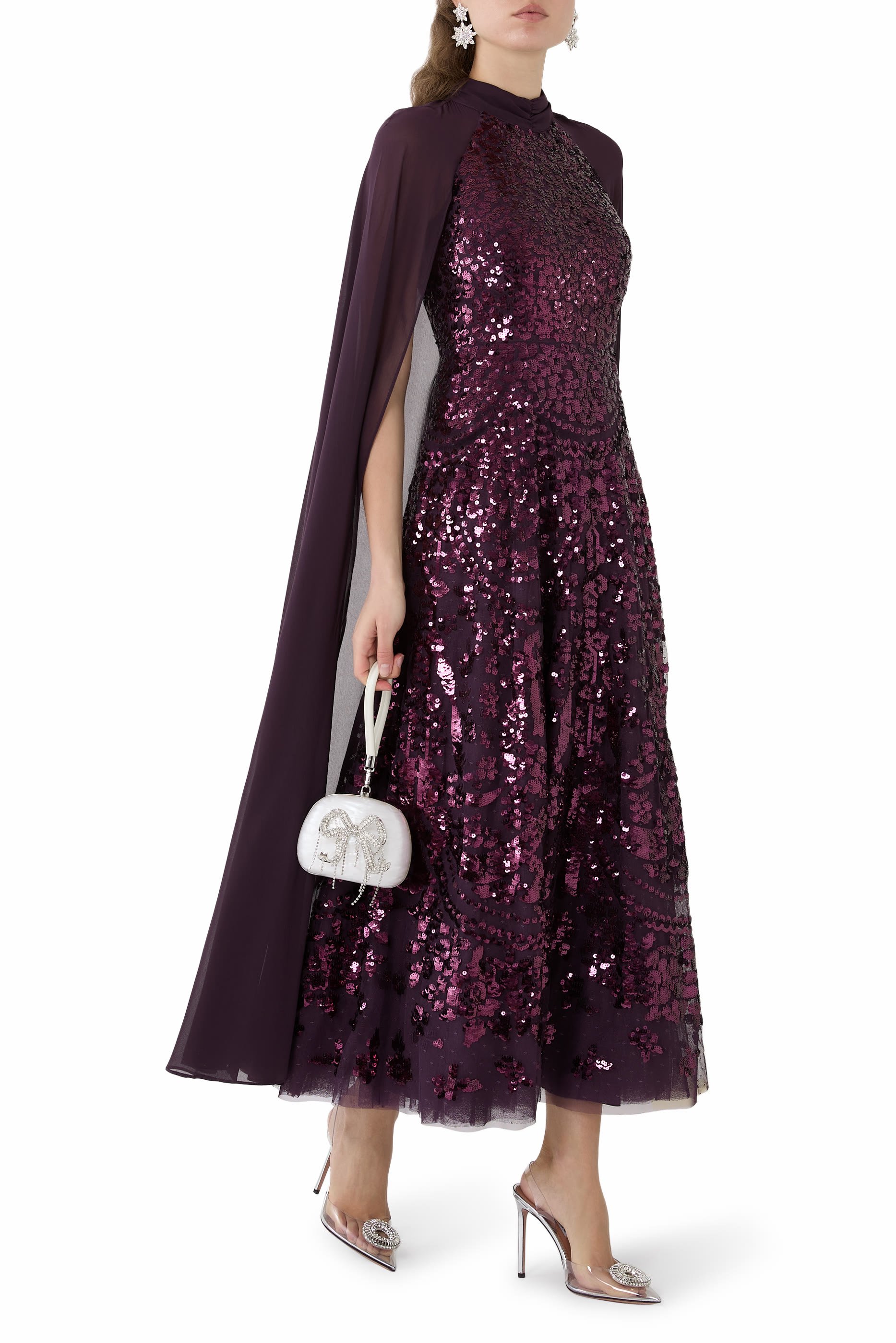 Chandelier Cape Ankle Gown