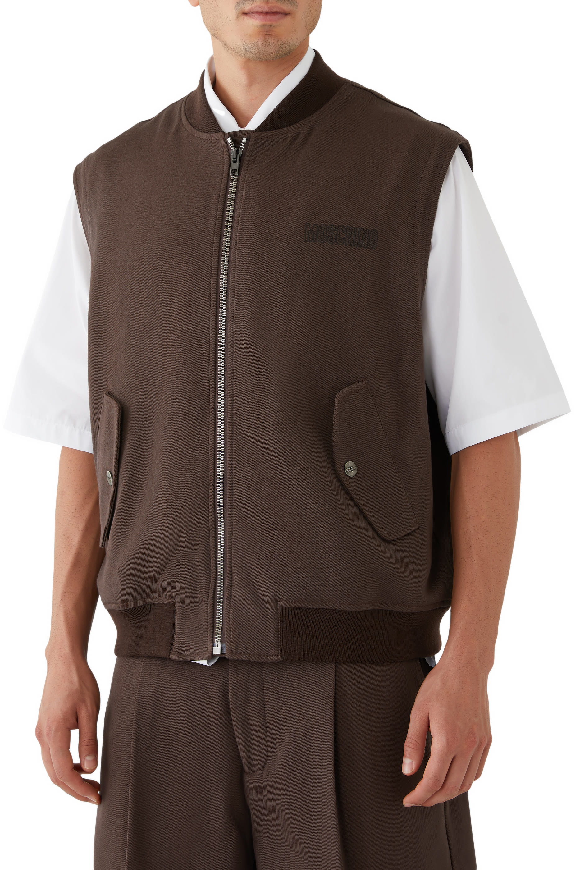 Outline Cotton Wool Zip Vest