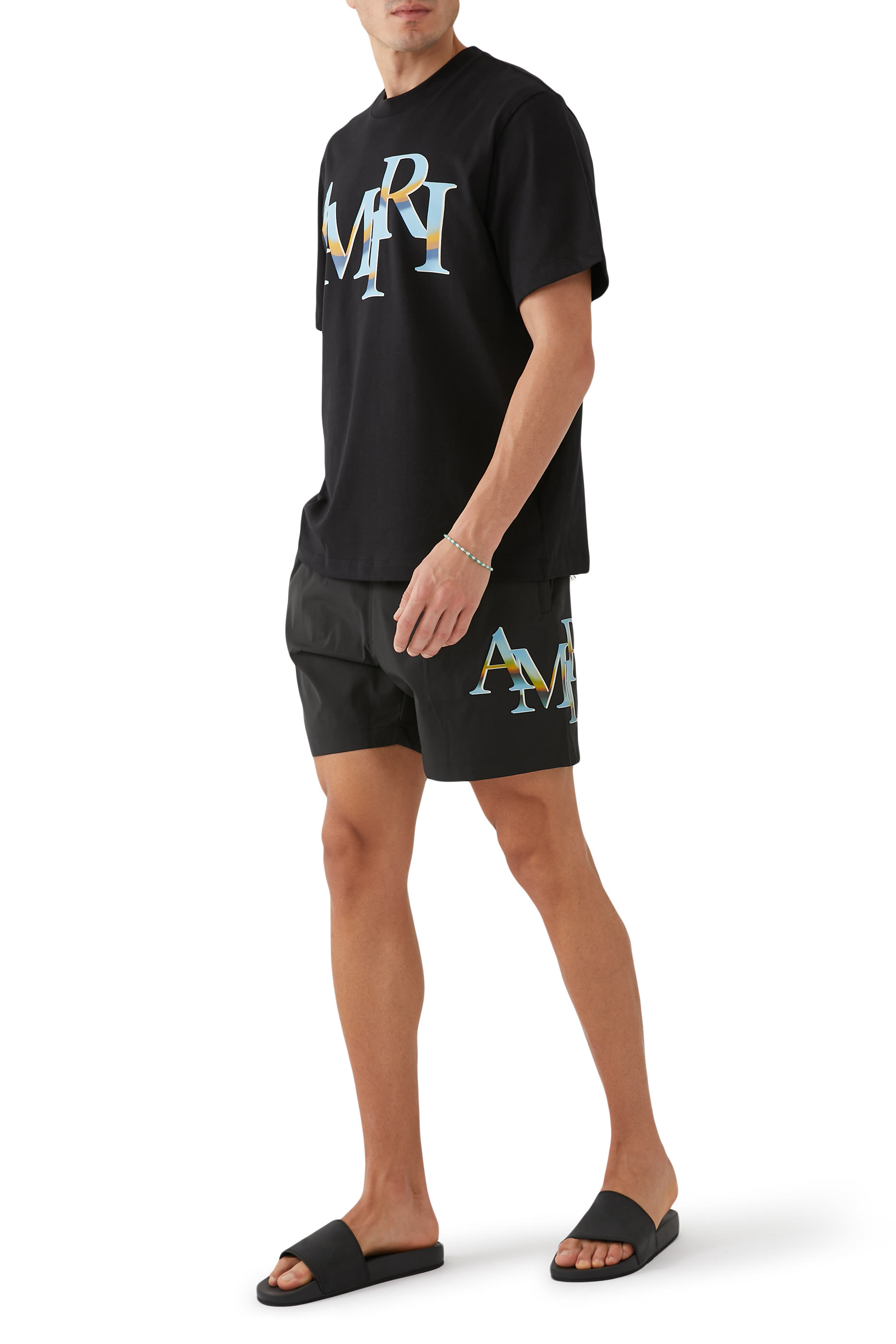 Staggered Chrome Swim Trunks