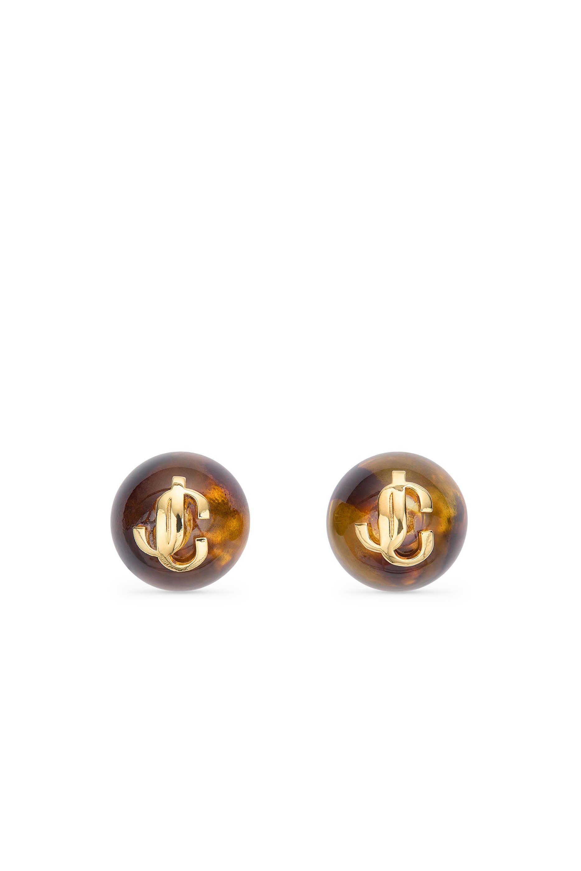 Logo Tortoiseshell Beads Earrings, Acetate & Brass