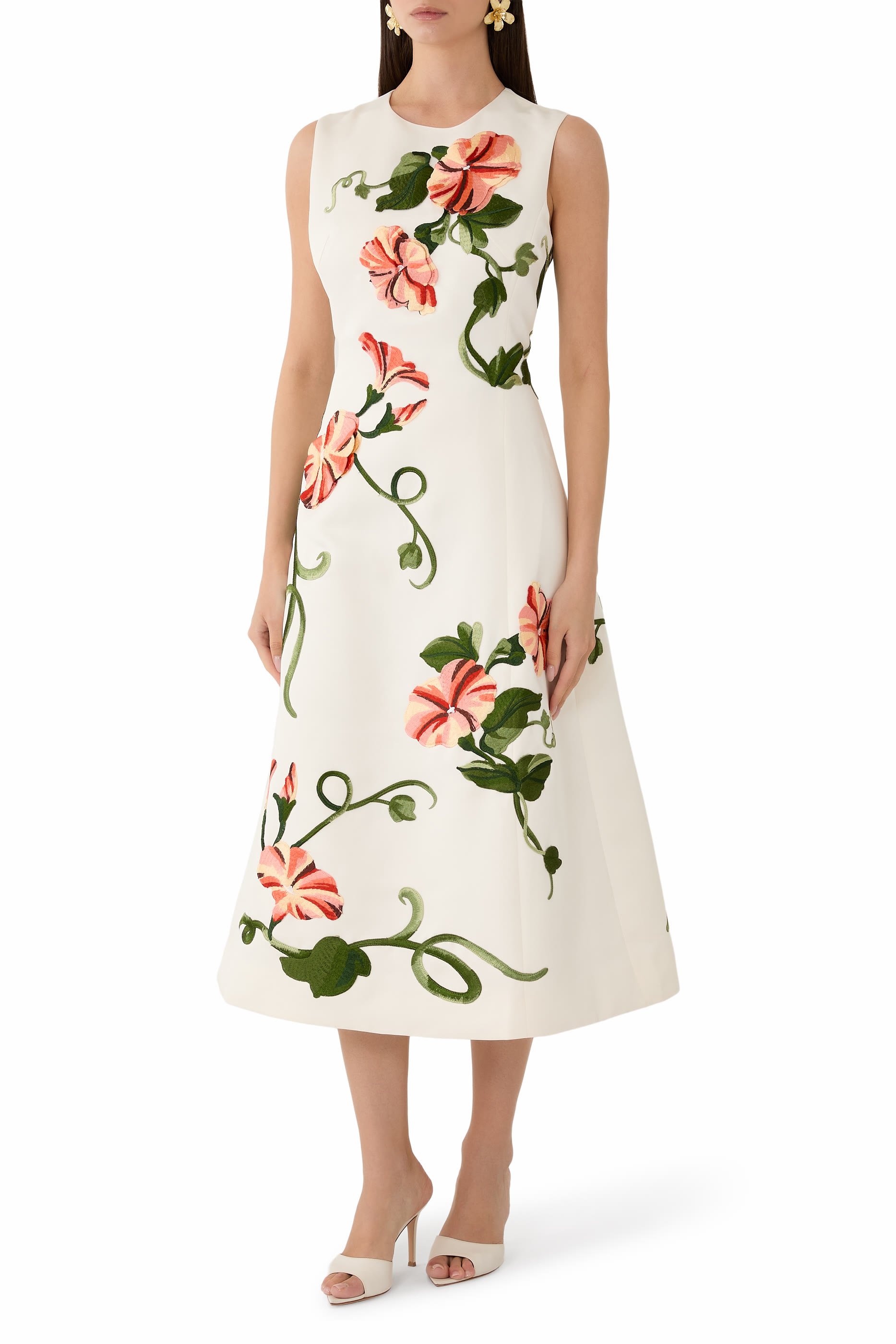 Cleo Appliqu&eacute; Floral Midi Dress